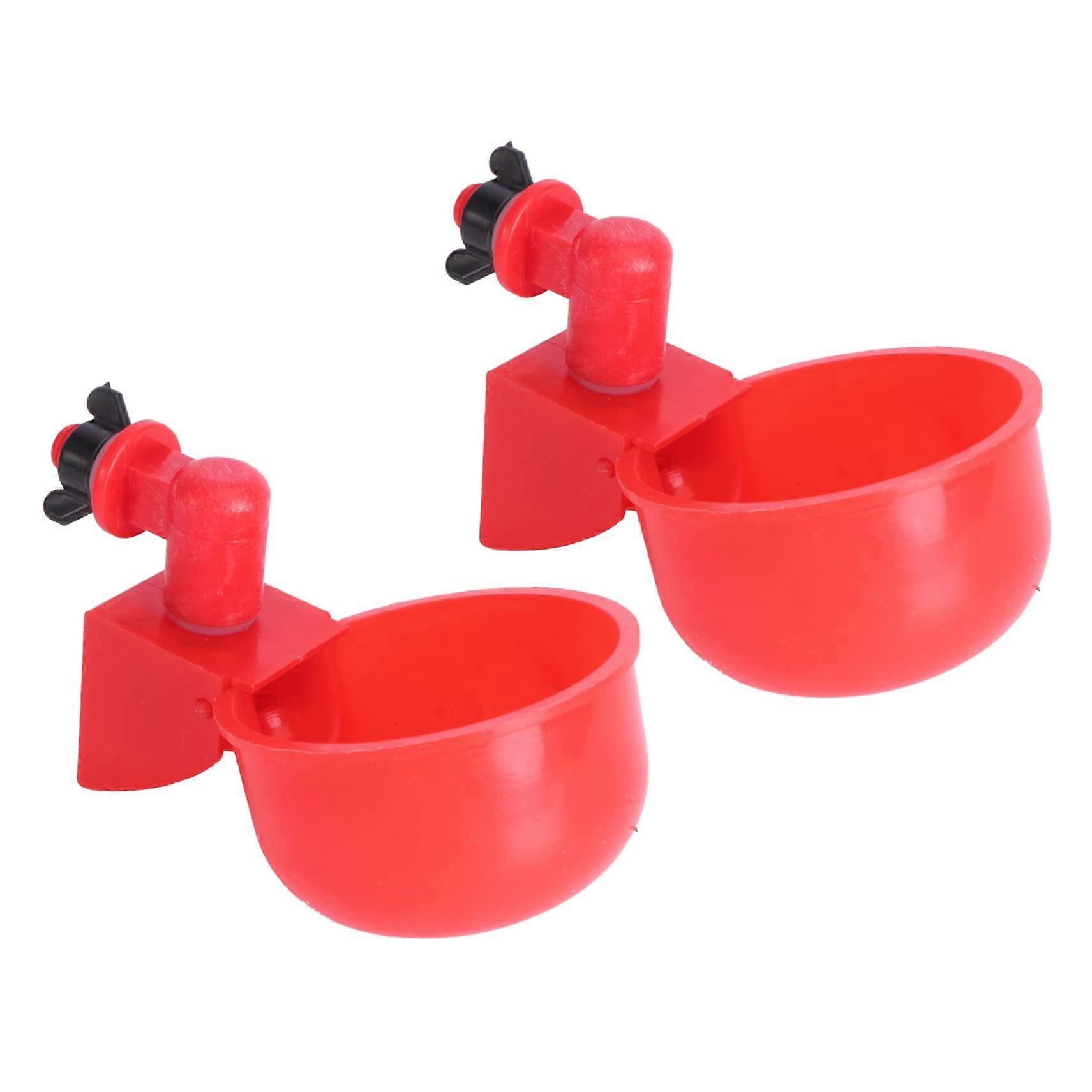 Automatic Poultry Water Dispenser 2Pack Red LargeOutput Drinking Bowl For Chicken Duck Pigeon Easy Clean Material