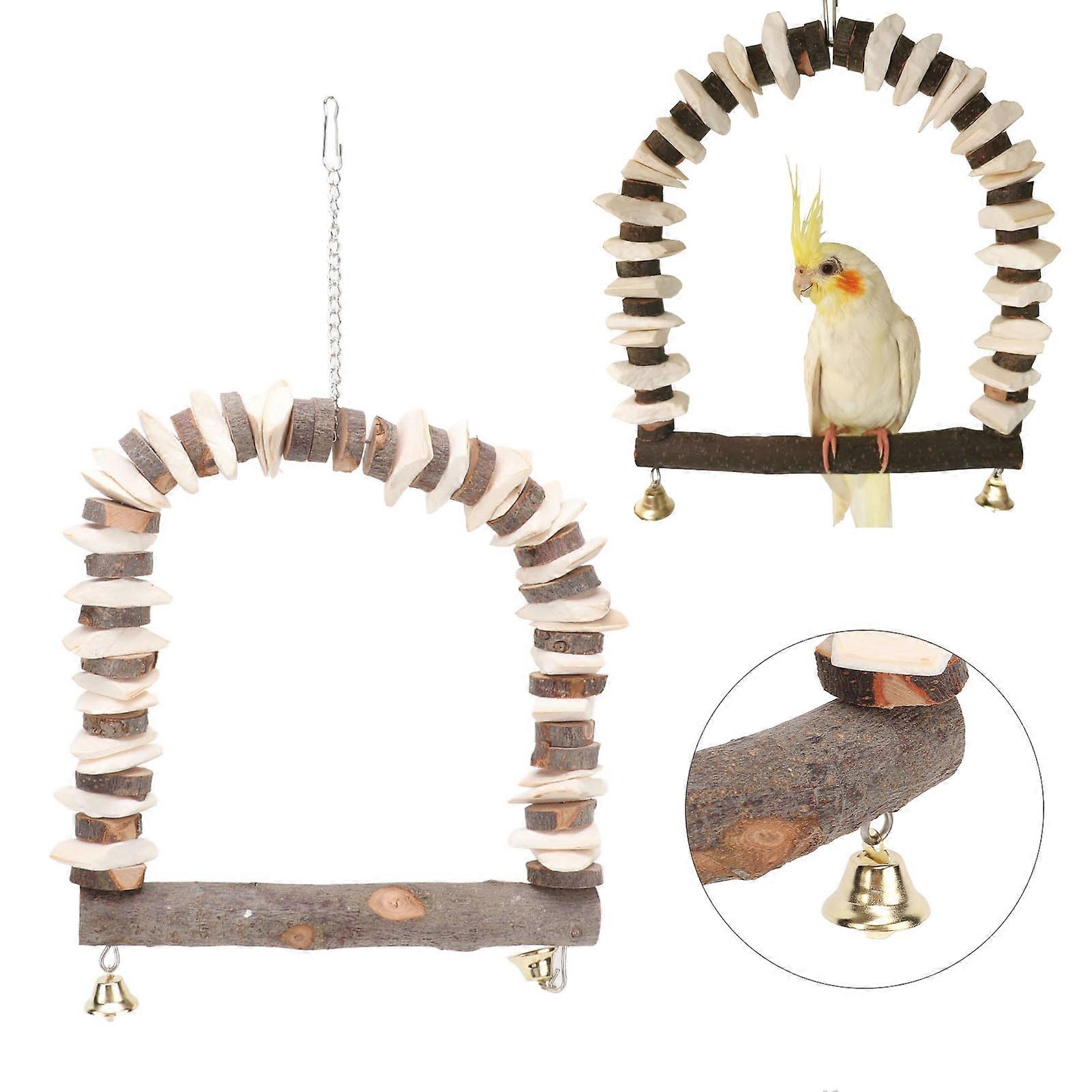Bird Swing Toy with Apple Wood & Cuttlefish Bone Perch for Small Birds