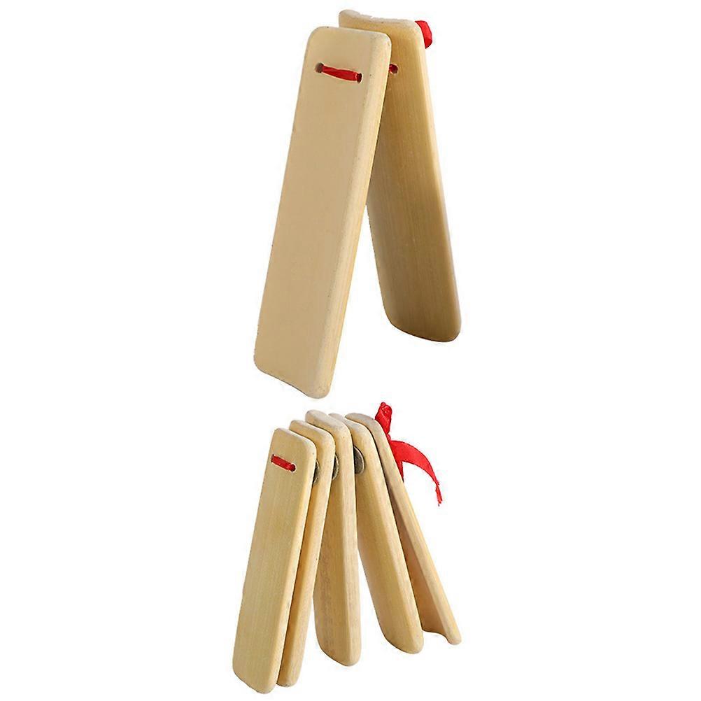 Handmade Chinese Kuaiban 4 Pcs Percussion Instruments For Kids Performance Education Playtime Khaki Compact
