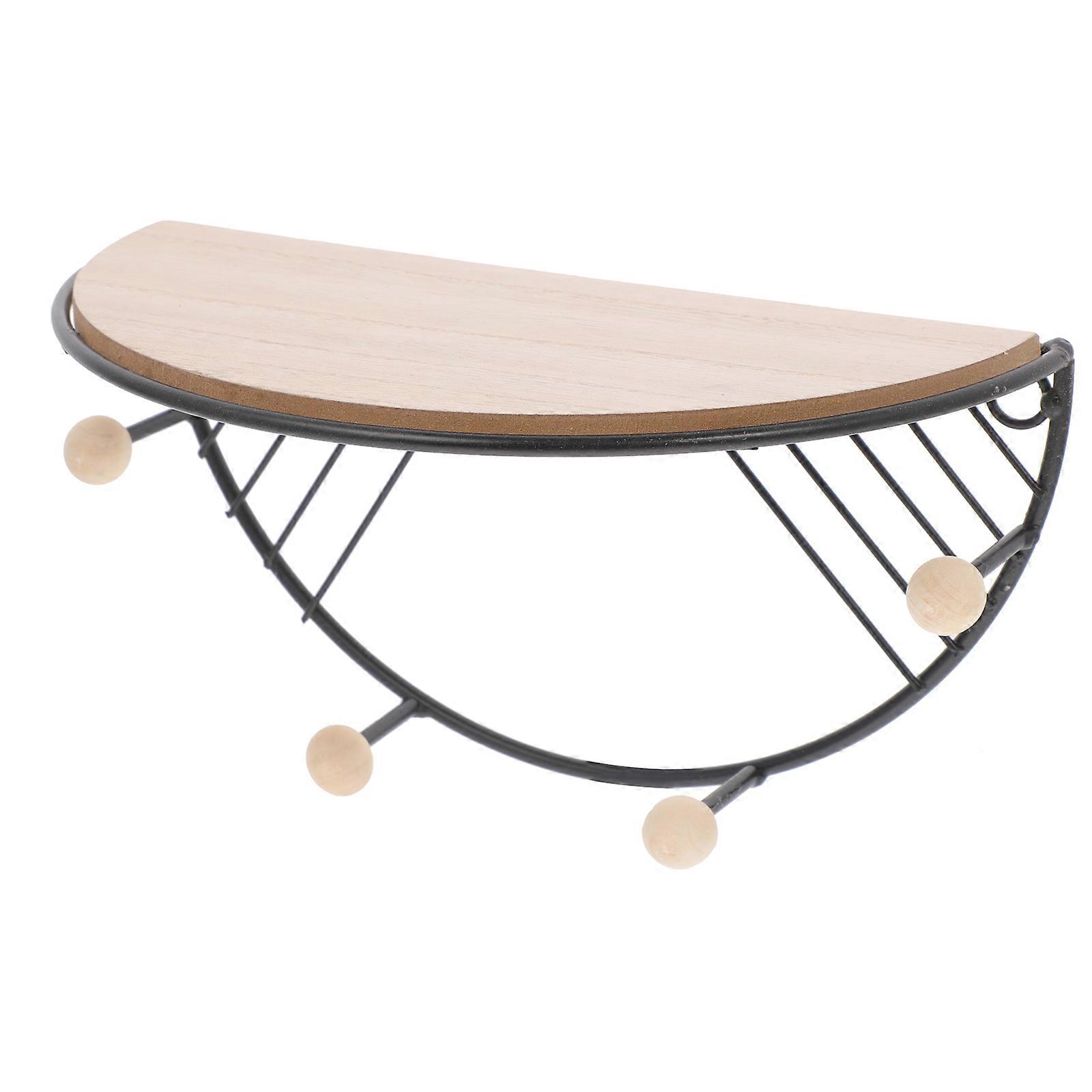 Wall-Mounted Placement Rack Wooden Storage Rack with Hooks 2Pcs for Home