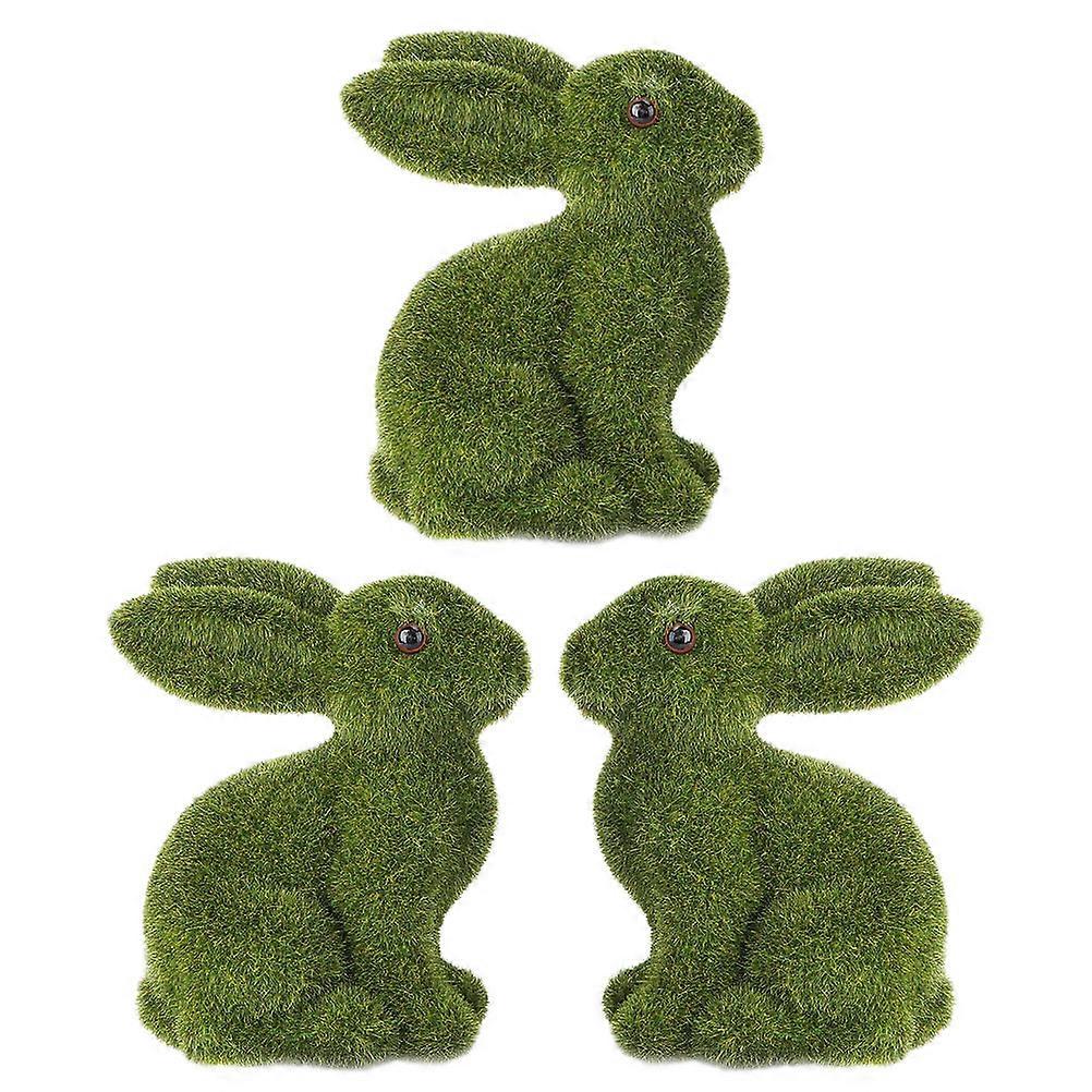 Green Bunny Statues for Decoration 6Pcs Flocked Easter Rabbit Decorations