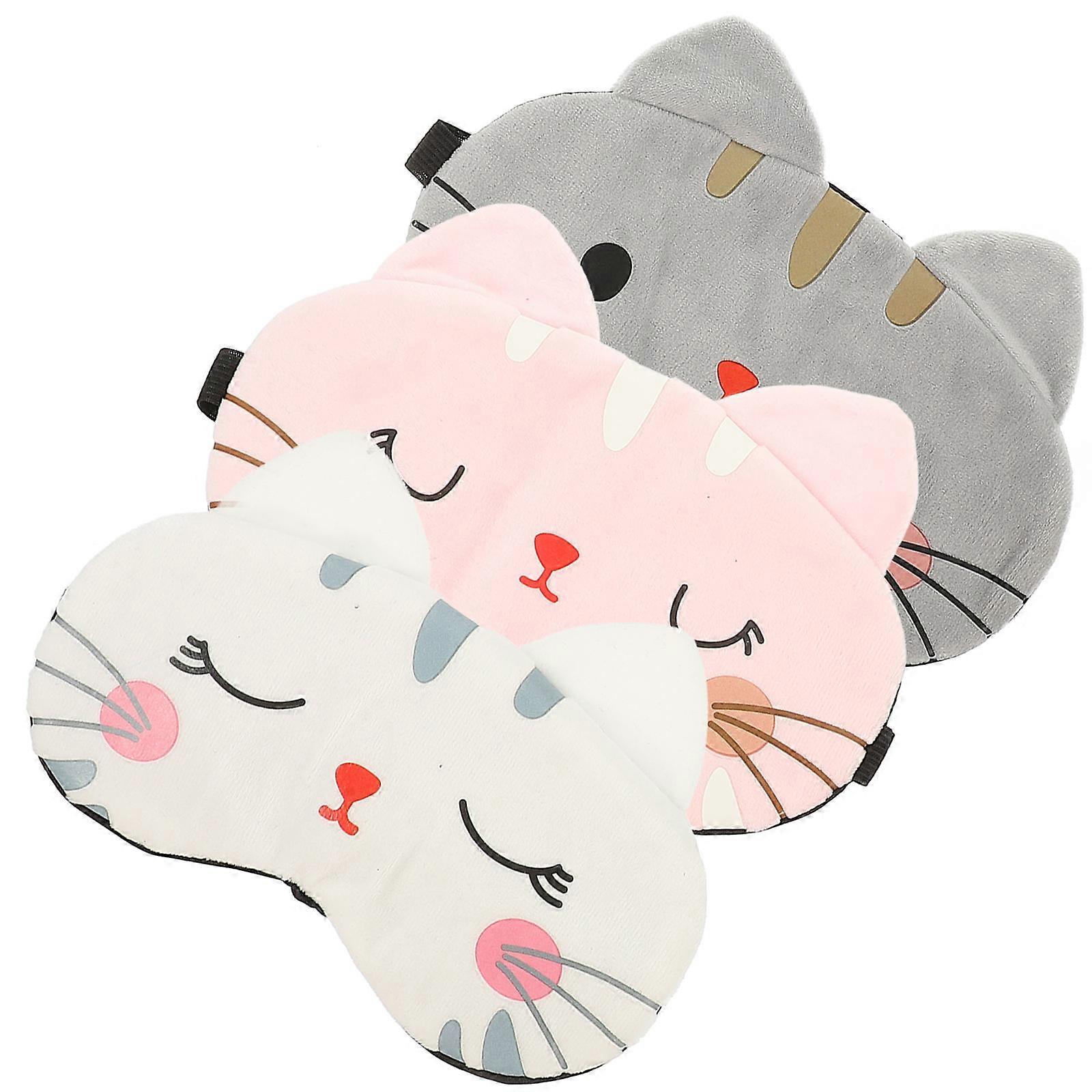 Sleeping Mask Cute Flannel Material For Napping Oval Shape White 3Pcs