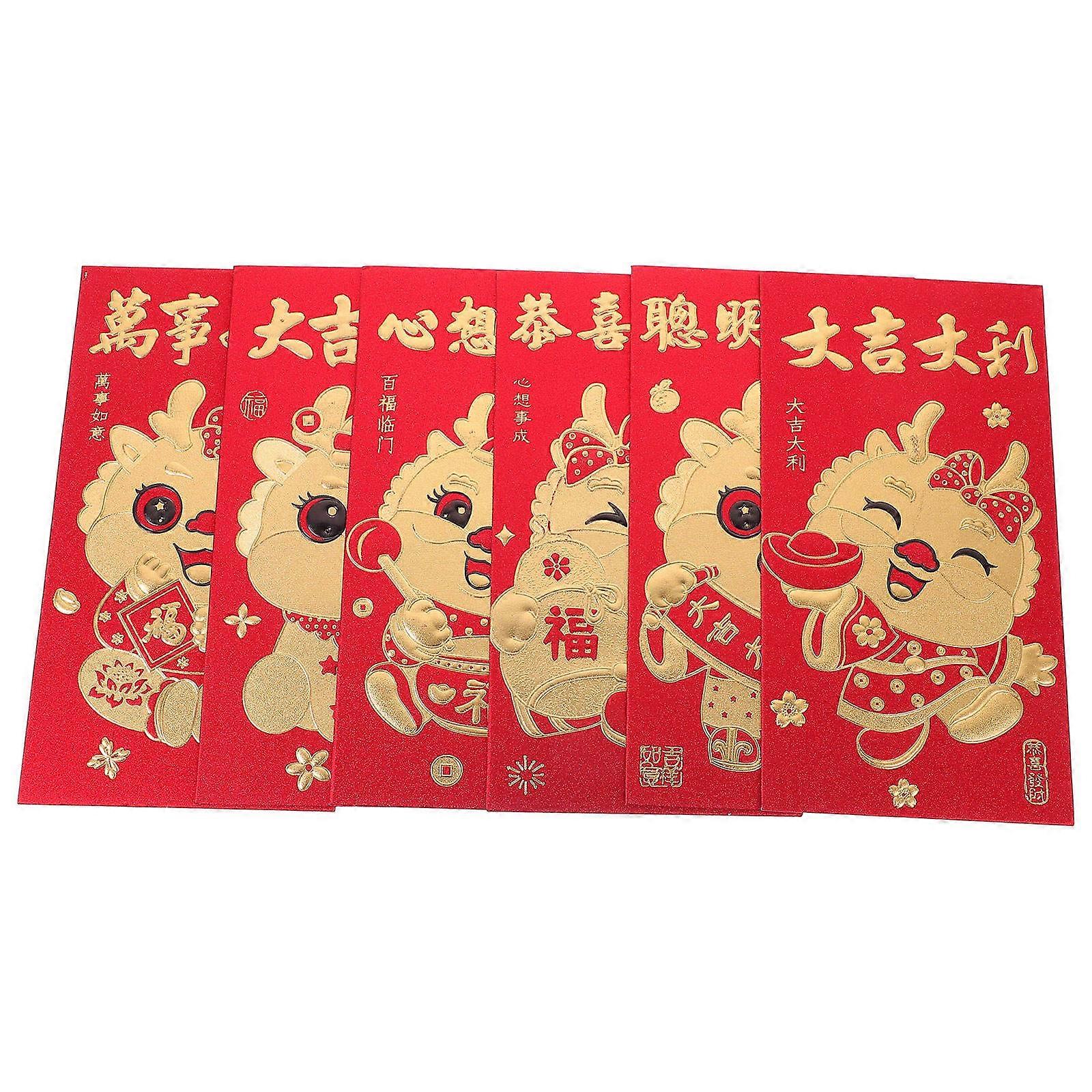 Chinese Red Envelope Paper for Storage 24Pcs Lunar New Year Red Packets