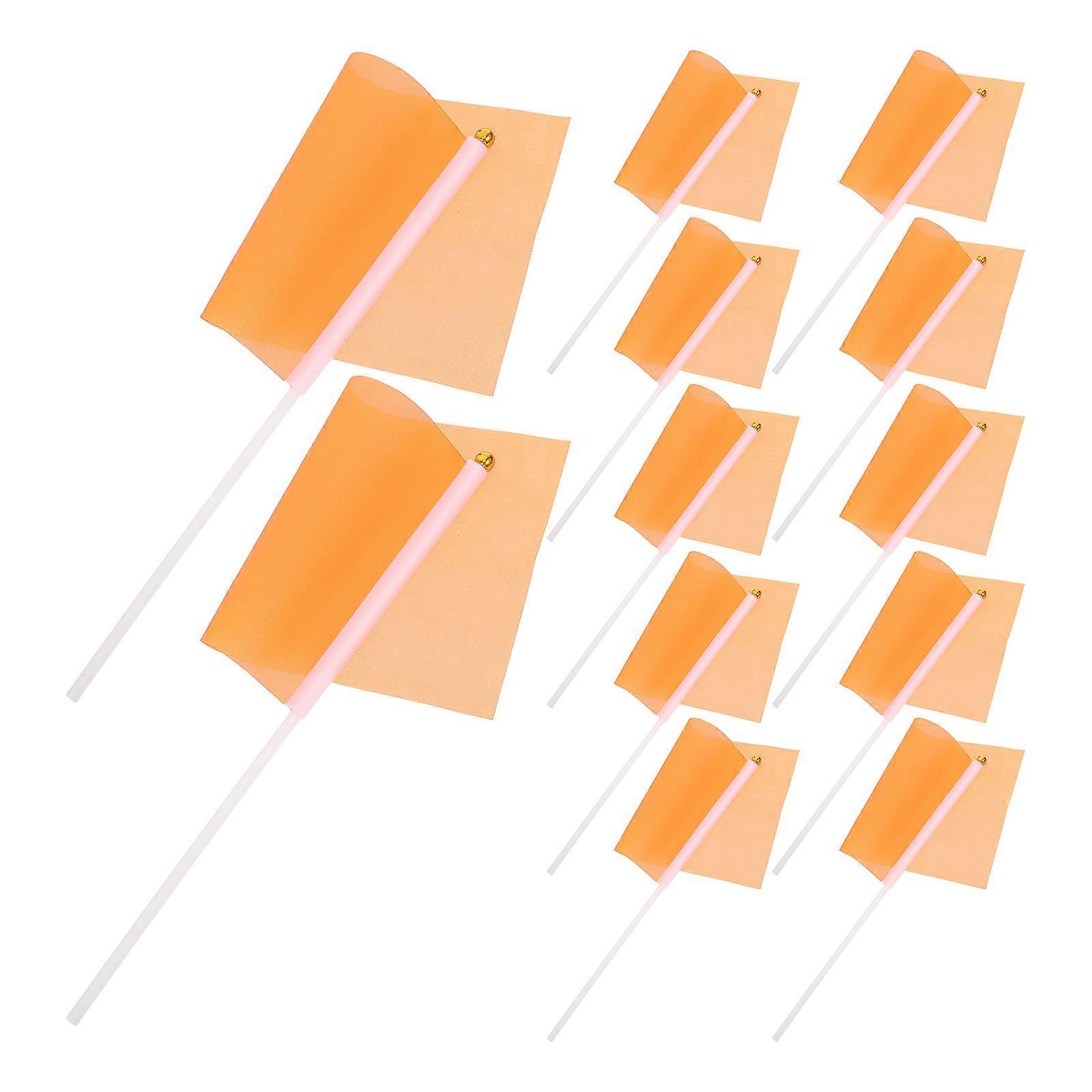 Orange Small Flags on Stick for Outdoor Decoration 100Pcs Mini Flags