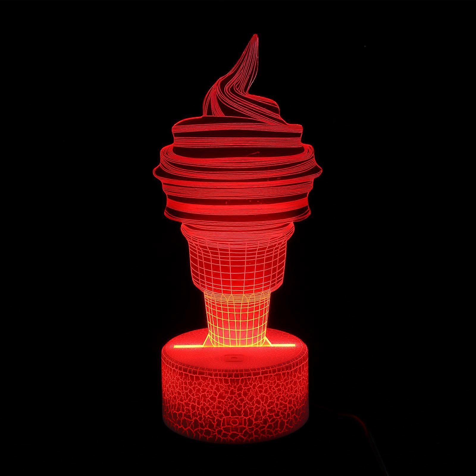3D Illusion Ice Cream Shape Light for Decoration Use 6Sets Color Changing Lamps