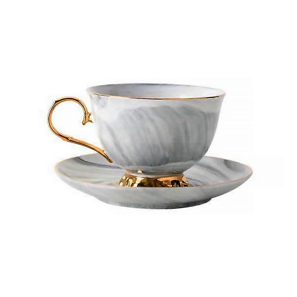 Ceramics Coffee Cup and Saucer for Home Use 2Pcs Grey Set