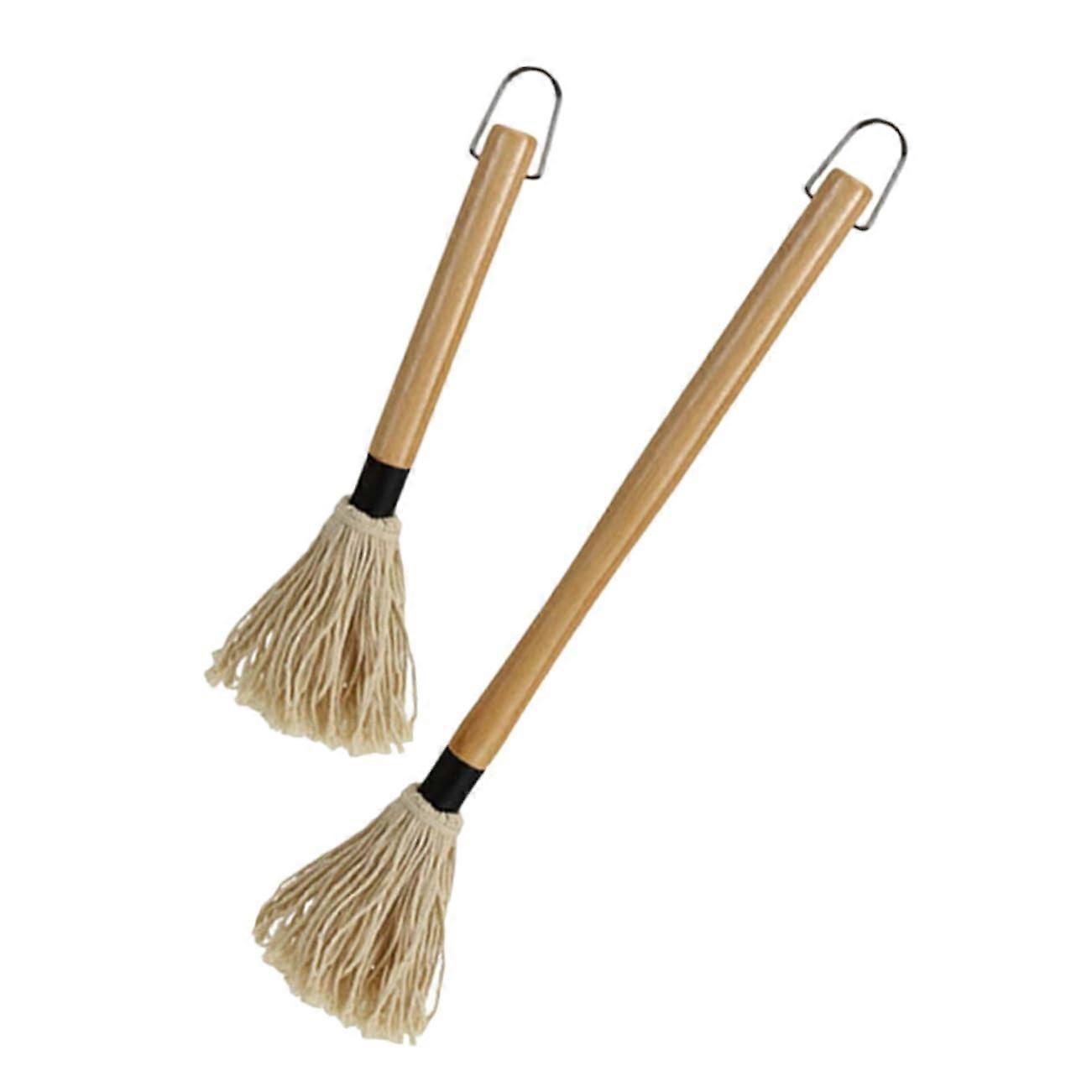 BBQ Basting Mop Set Rubber Wood Handle Heat Resistant Barbecue Brush For Grilling, Baking And Roasting