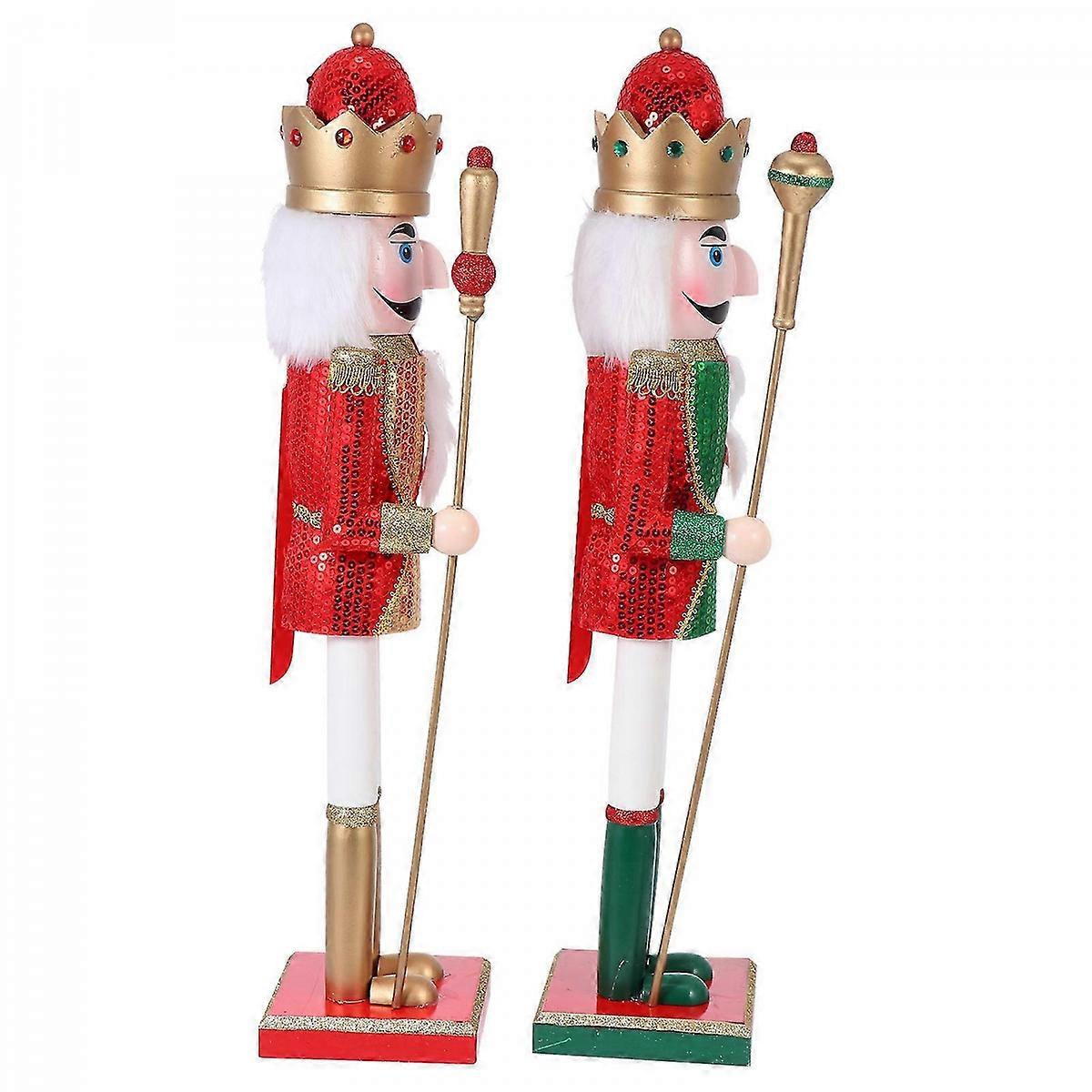 Ornamental Nutcracker Figure 2Pcs Modern Aesthetic Design Decoration Assorted Color Festive Atmosphere Creation 60X12cm