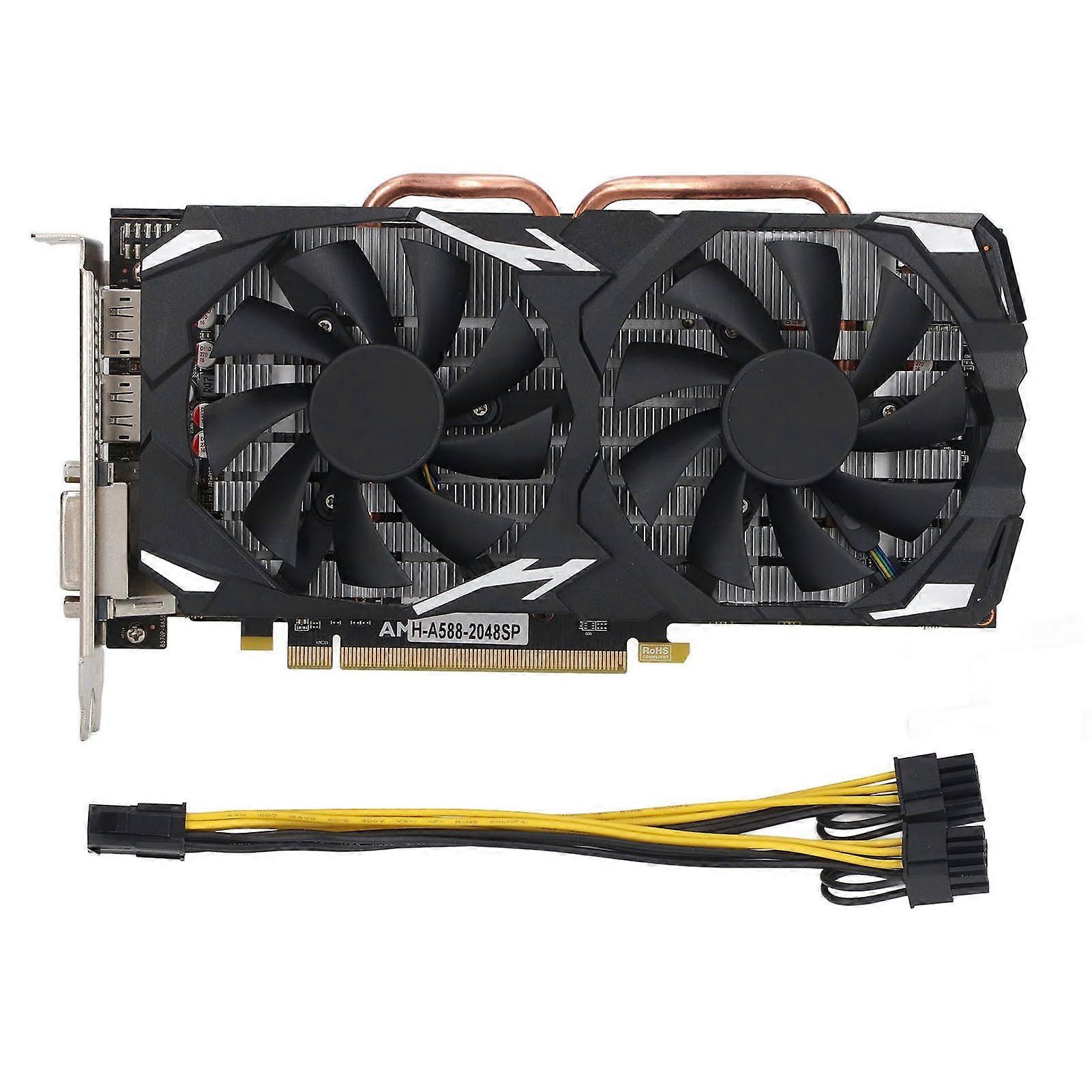 RX580 Game Graphics Card 8GB GDDR5 256BIT Low Noise Desktop Computer Graphics Card for Win 10 11 Vista for Linux