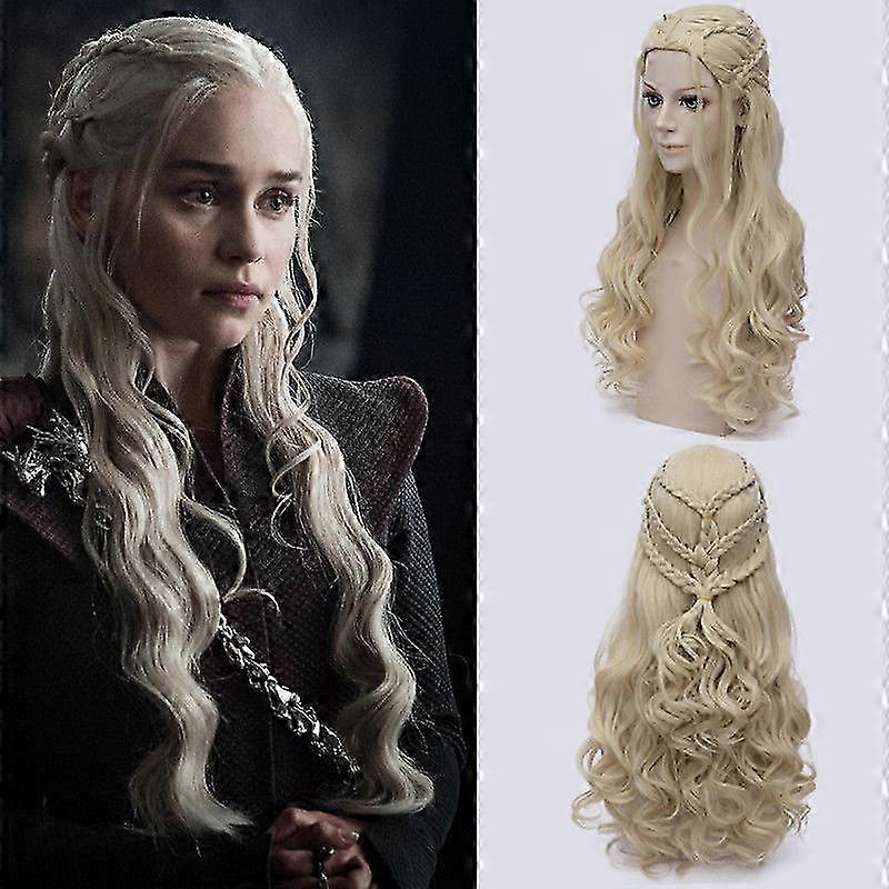 ゲーム・オブ・スローンズ、デナーリス、ターガリエン、コスプレ、かつら、人工毛、長い波状、母のドラゴン、かつら、ハロウィーン、女性用パーティーコスチューム