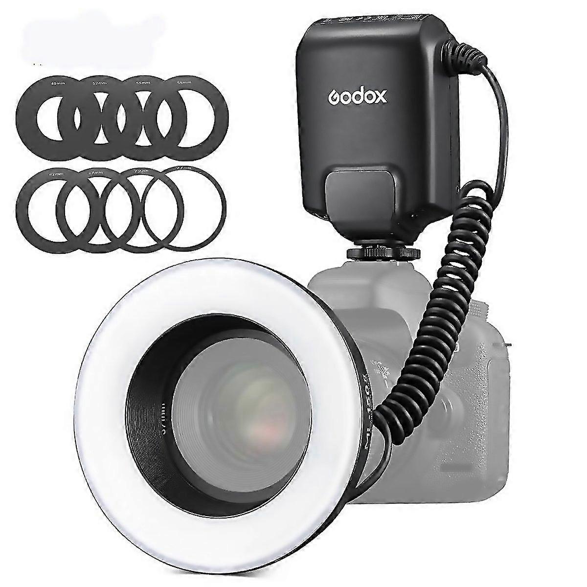 For Godox Ml150ii Oncamera Macro Ring Flash Light With 8 Different Size Adapter Rings Black