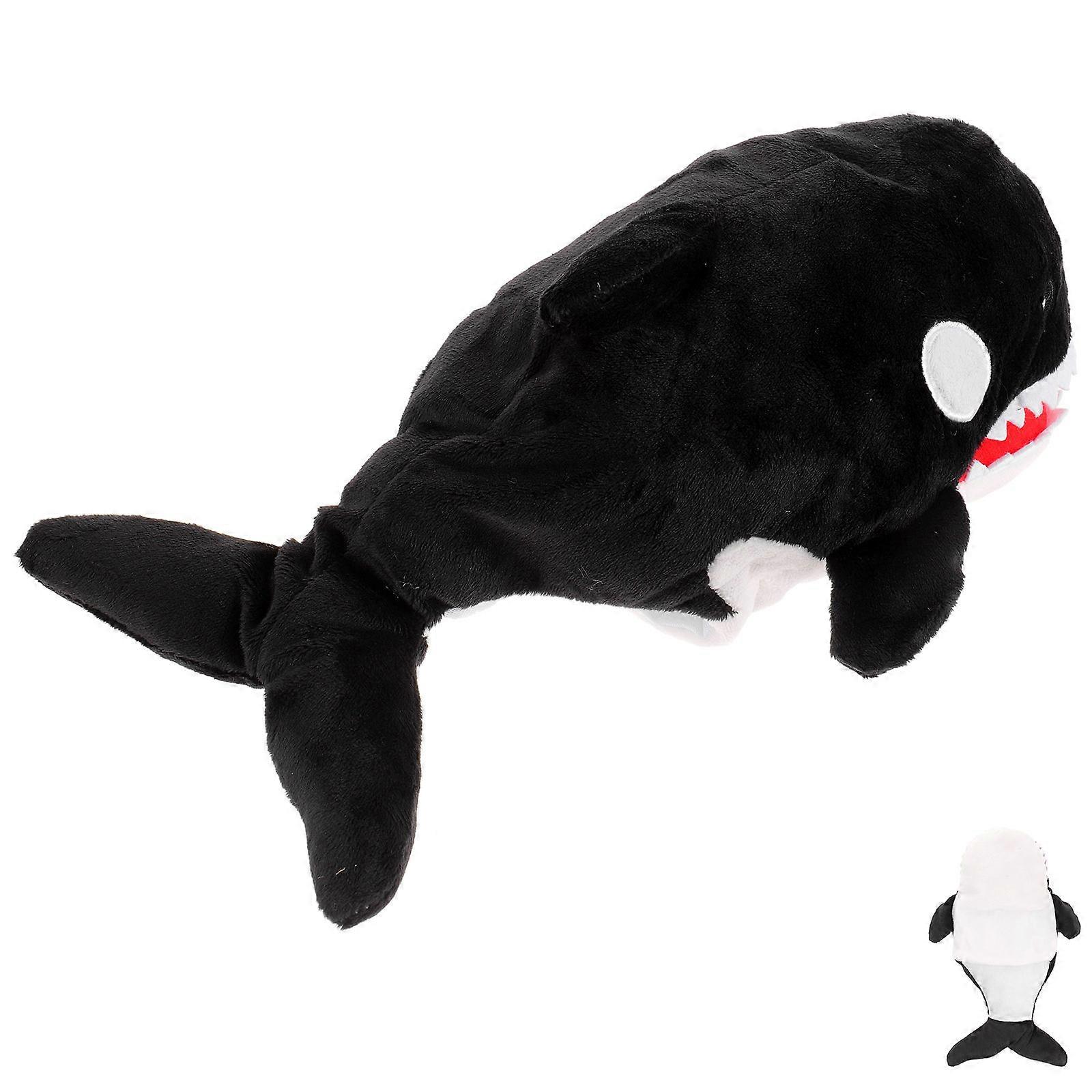 Plush Whale Hand Puppet Toy for Pretend Play Use Black