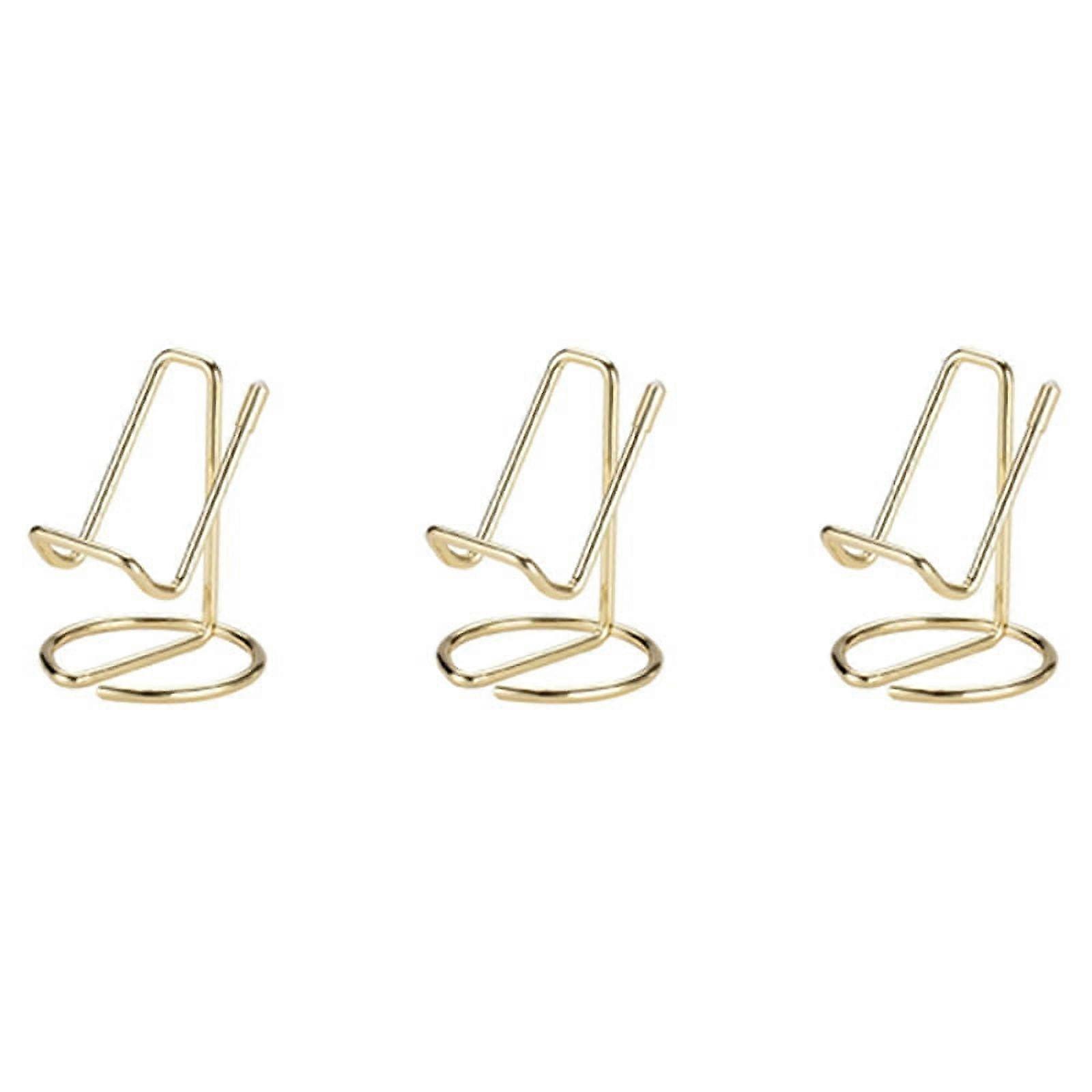 3X Business Card Holder for Desk, Metal Business Card Display Holder Stand, Office Desktop Name Card Holder (Gold)