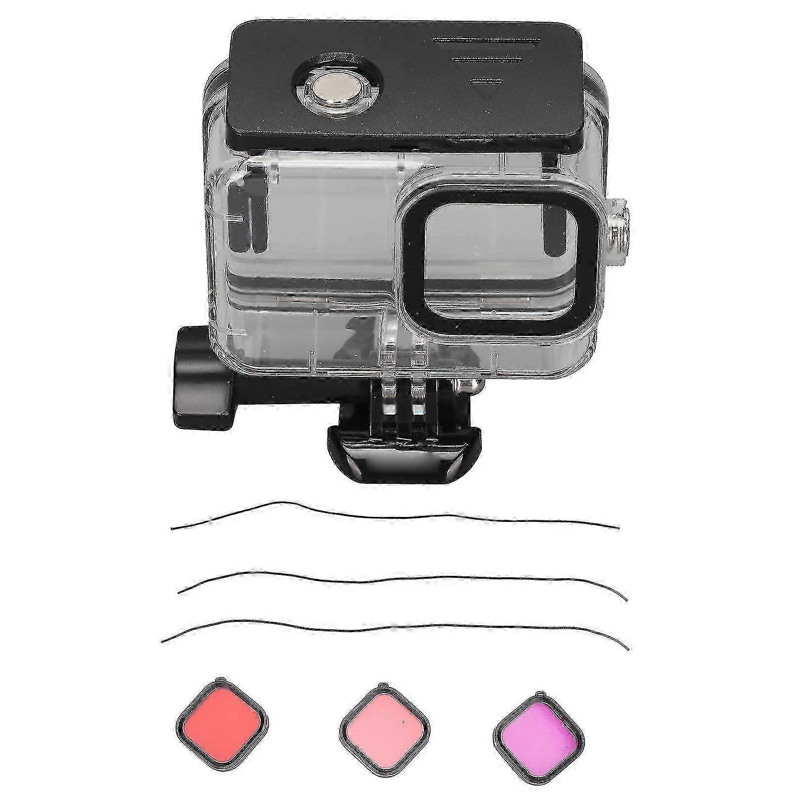 For Go Pro Hero 10/9 Black Case Filter Kit 60m/196ft Waterproof Housing Filter Kit with 3 Pack Dive Filters and Sling miao8