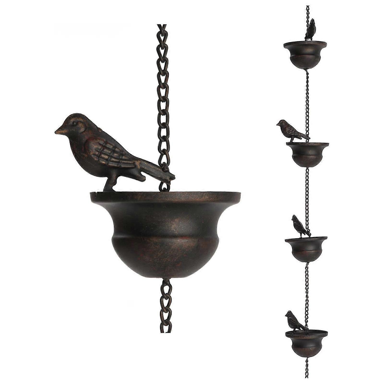 Mobile Birds On Cups Rain Chain For Outside Rain Chains For Gutters Downspouts Dark Bronze