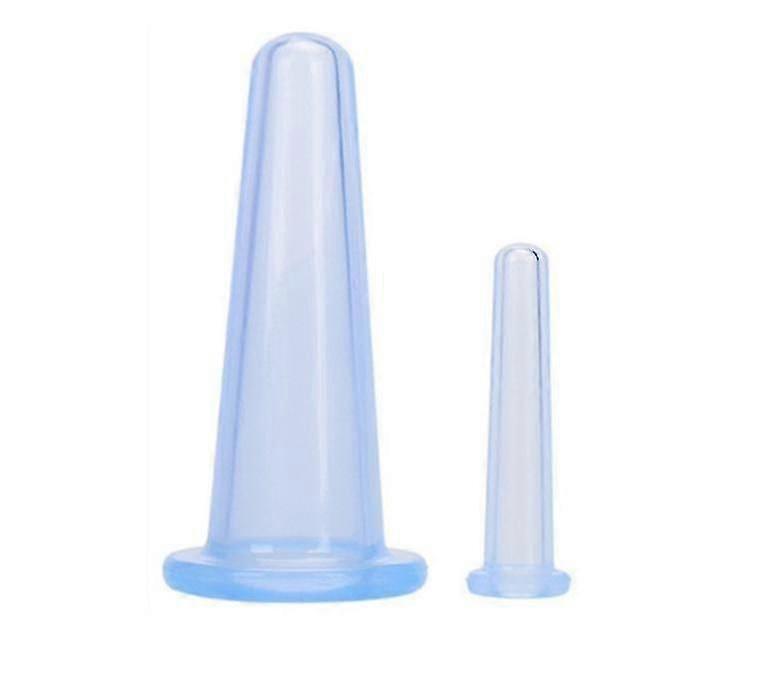 シリコンカッピングセラピーセット真空マッサージカッピングキットアンチセルライトカッピングフェイスボディカッピング循環刺激用、2サイズ(ブルー)