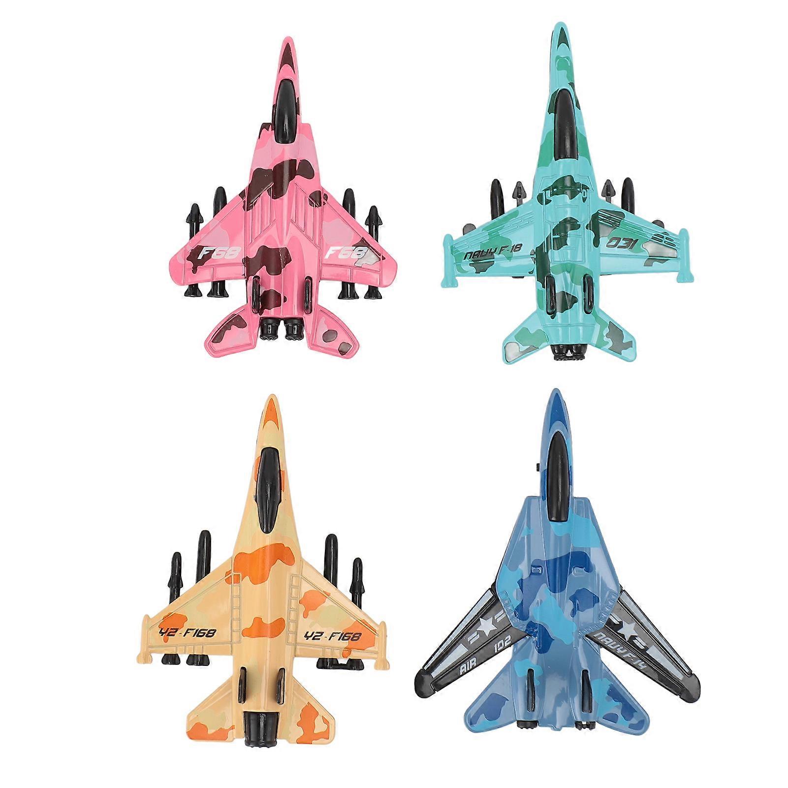 4pcs Fighter Jet Model Toy Pull Back Realistic Alloy Collectible Aircraft Model for Children Type 2 