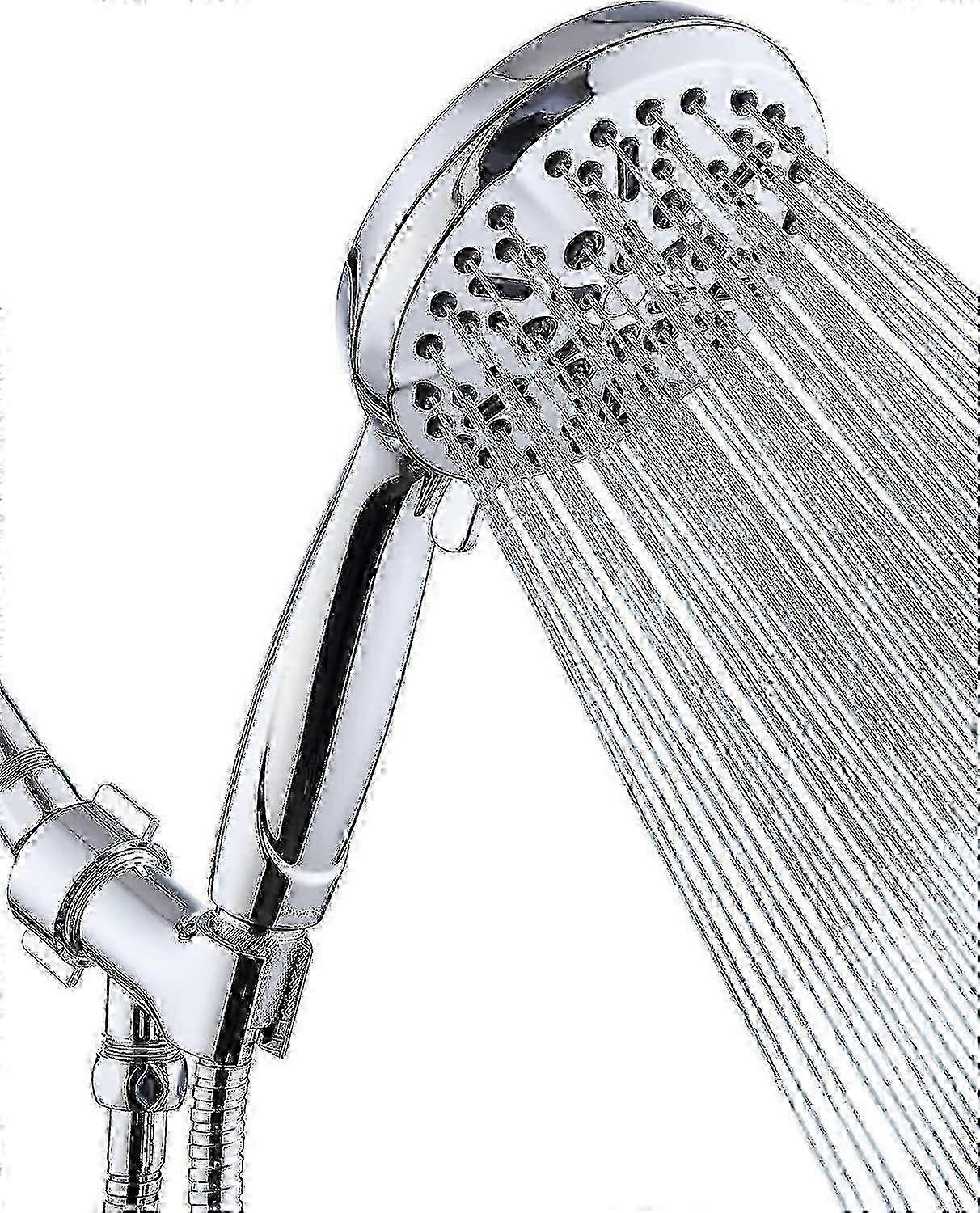 Shower Head With Handheld High Pressure-full Body Coverage Powerful Rain Showerhead With Extra 60" Long Hose And Adjustable Brass Joint Hold