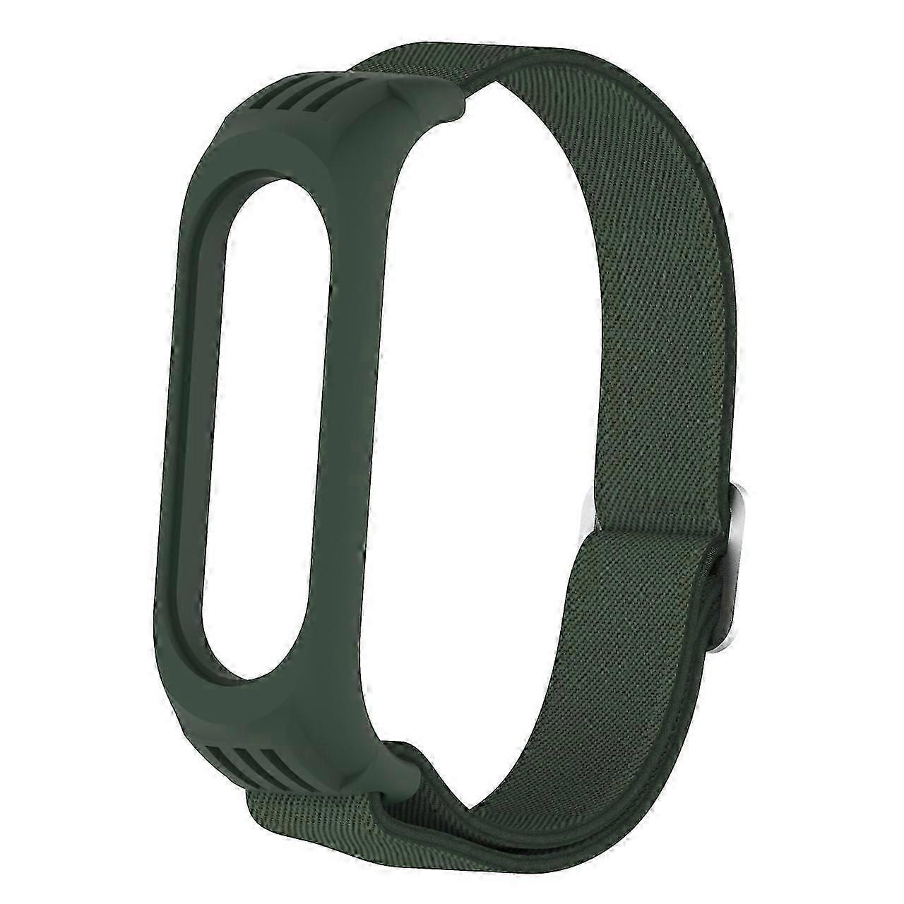 For Xiaomi Mi Band 3 / 4 / 5 Twill 8-shaped Buckle Elastic Watch Band(Dark Green)