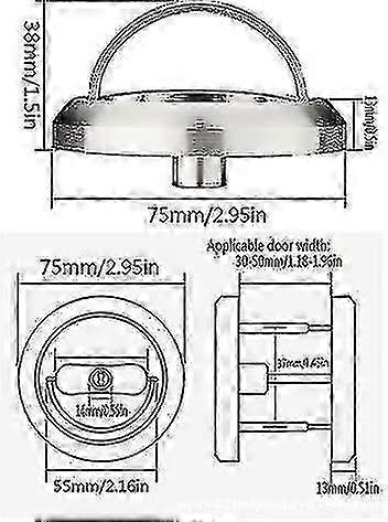 قفل باب جيب دائري ، مع 3 مفاتيح ، 304 ستانلس ستيل ، لغرفة النوم والمطبخ والحمام