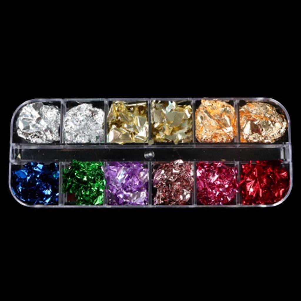 HeroNeo 12 Grids/Box Holographic Glitter Flakes Stars Shape Filling Fluorescent Sequins