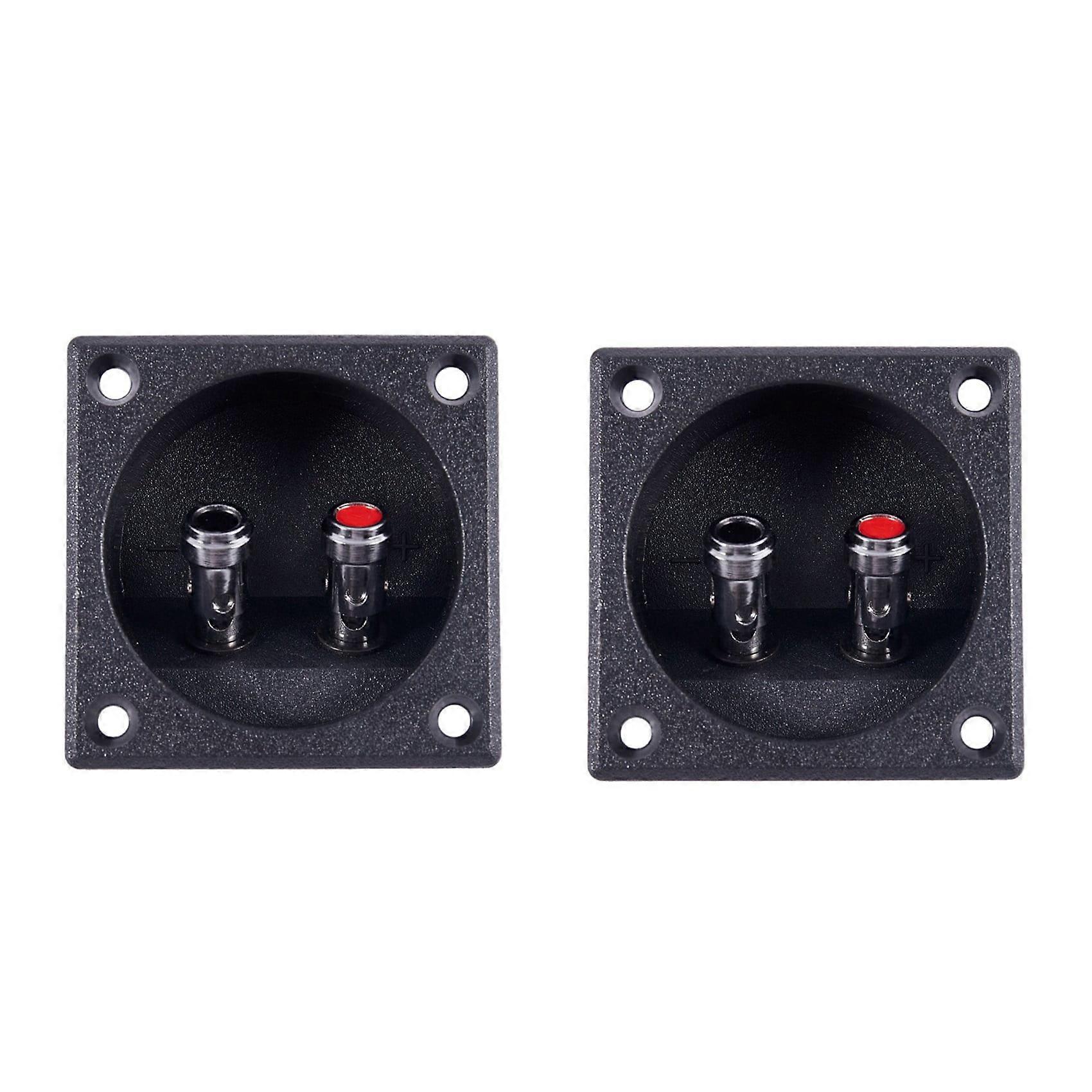2X Square Shape Double Binding Post Type Speaker Box Terminal Cup Black