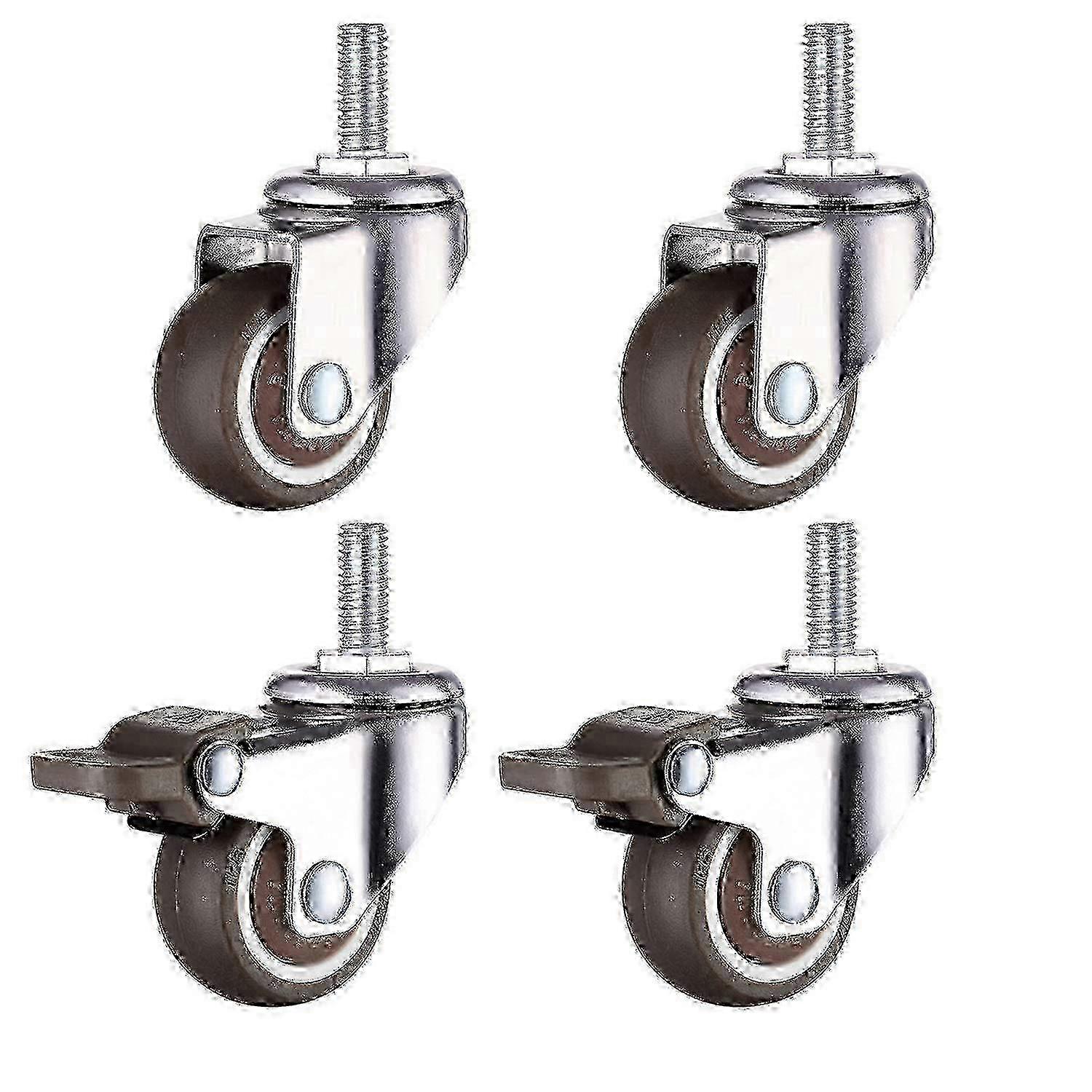 M10 Heavy Duty Swivel Castors with Brake, 10mm Thread - Set of 4 for 2025