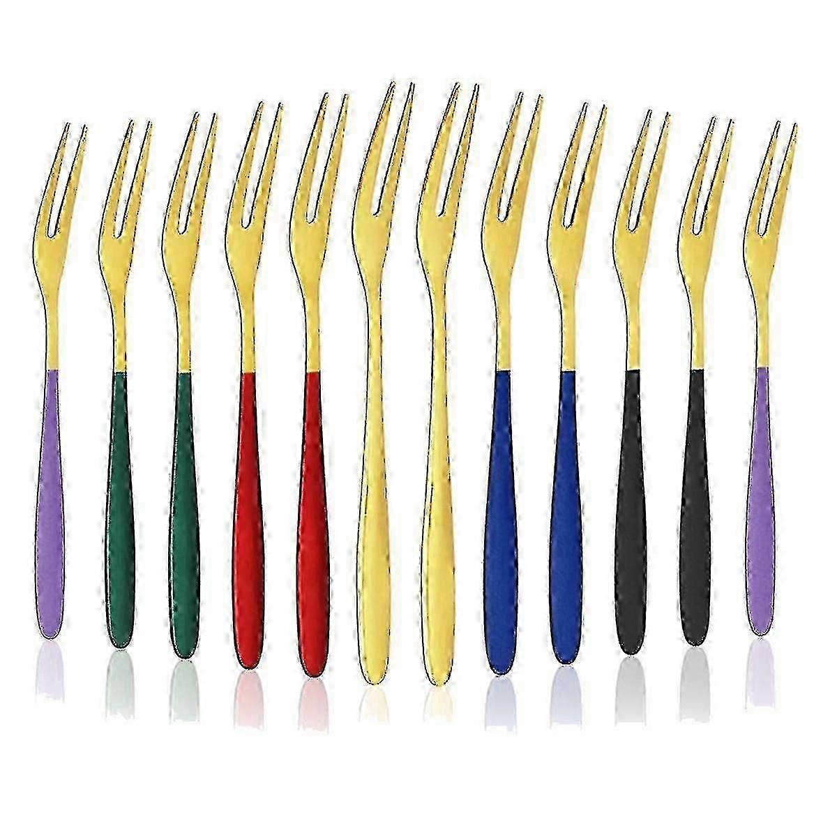 12 Stainless Steel Small Forks for Appetizers, Desserts, Fruit, Salad, Party Tableware Set