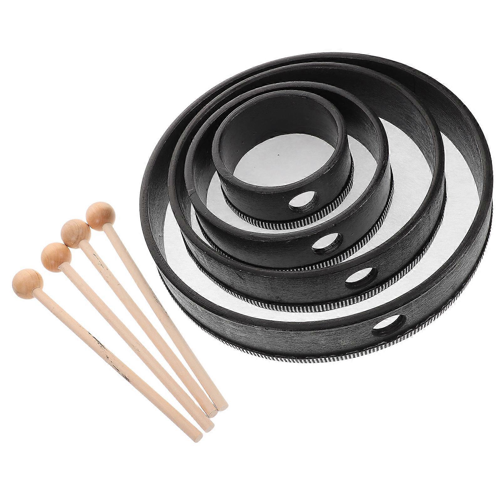 Kids Hand Drums Wooden Percussion Instruments for Playing 4Sets Assorted Colors