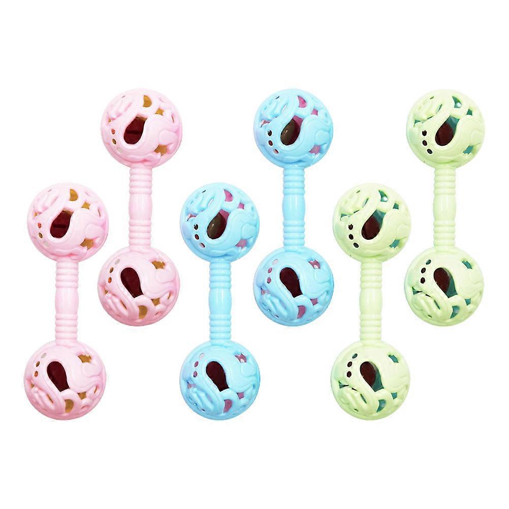 Hand Rattle Toys for Infant Use Educational with 6Pcs Assorted Color Plastic