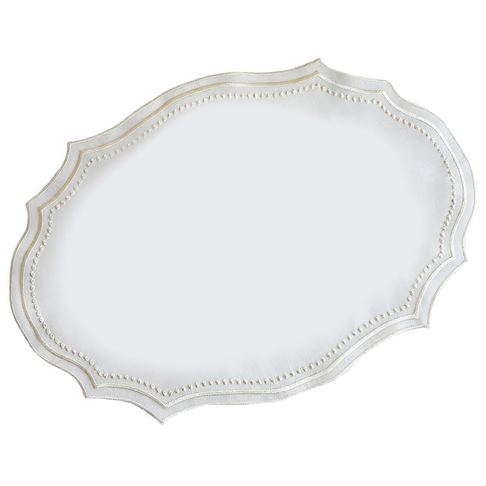 Effiicent Retro Embroidery Placemat User Friendly Polyester Fabric Decorative Table Mats For Kitchens Dining Decors  Custard