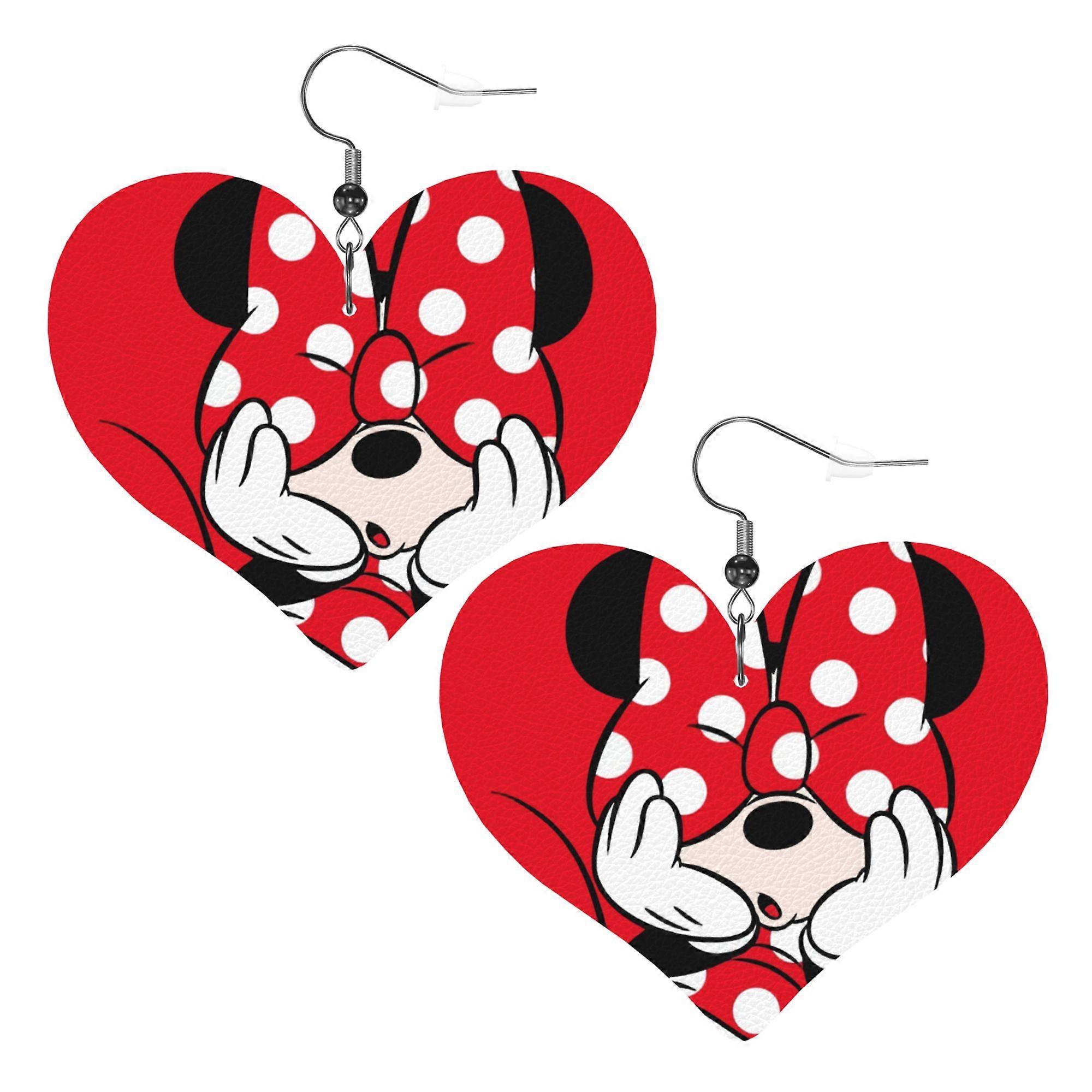 Cartoon Mickey Mouse Leather Earrings Christmas Decorative Design Faux Leather Earring Lightweight Dangle Drop Earrings for Women