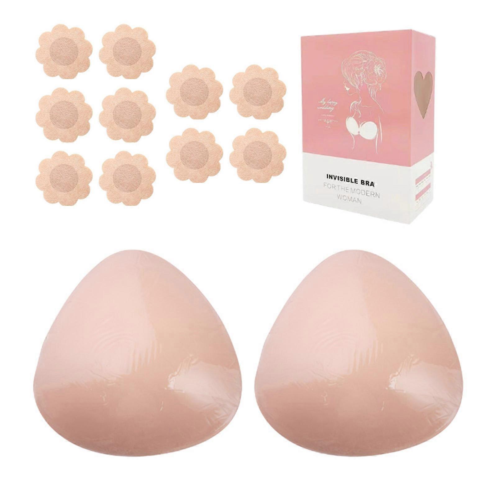 Women's Push Up Bra Inserts Small Chests Double Sided Adhesive Swimwear Cups Inserts Pads with 5 Pairs Disposable Pads  Zhongshui Color Box  D