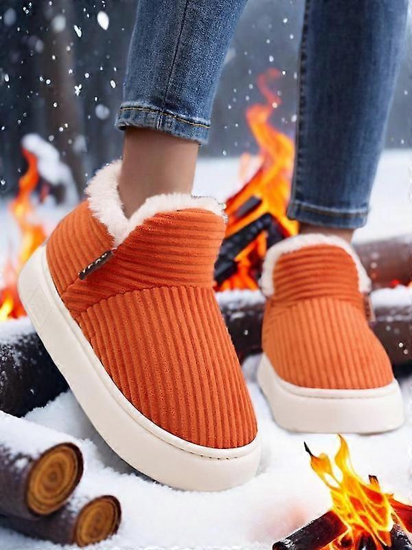 Women's Solid Color Plush Snow Boots, Casual Soft Comfortable Home Slippers, Warm Slippers for Indoor & Outdoor Use for Fall & Winter Design