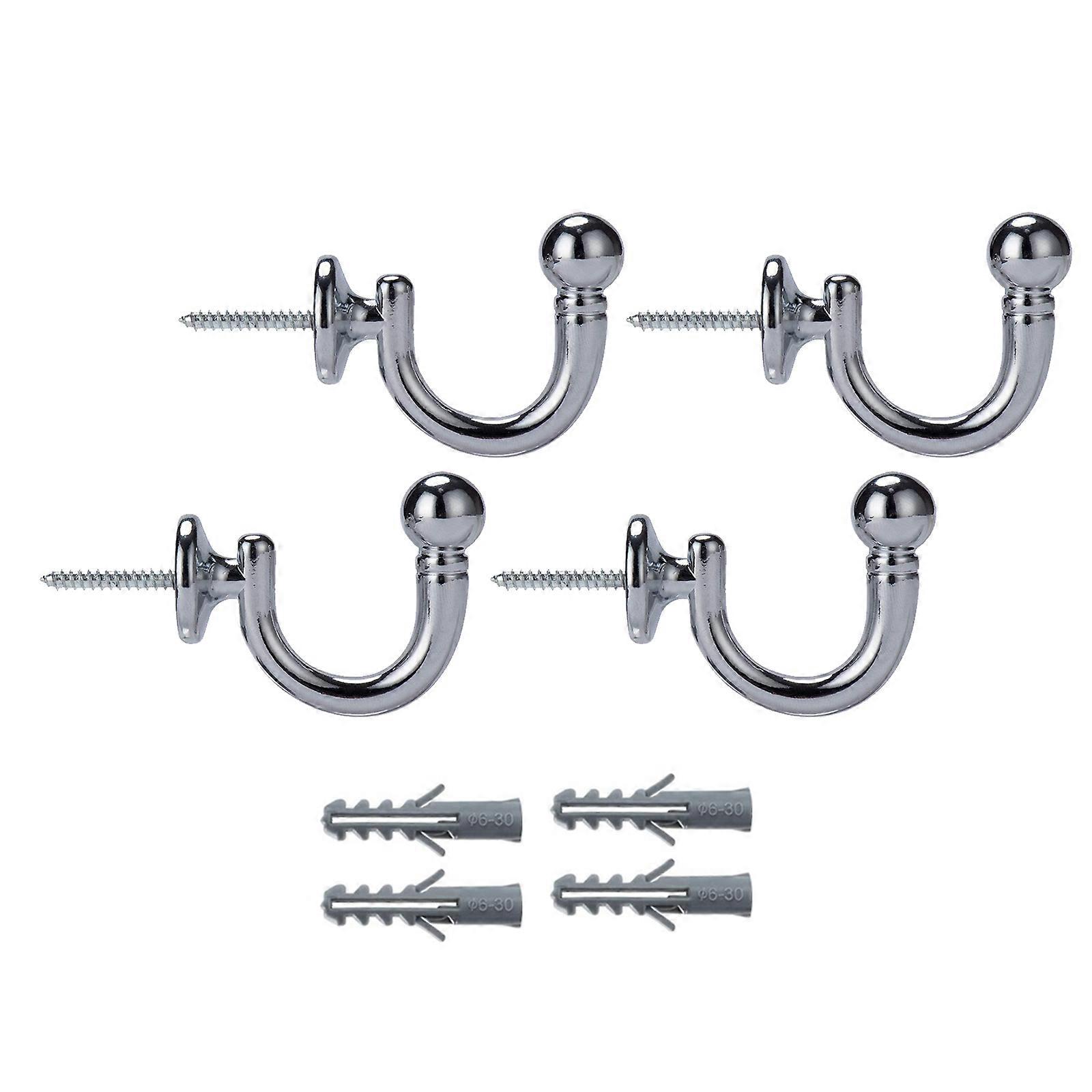 Elegant Window Curtain Support Brackets 4 Pack Aluminum Alloy Drapery Tiebacks Hooks Multipurpose Clothes Hat Hangers Multicolor