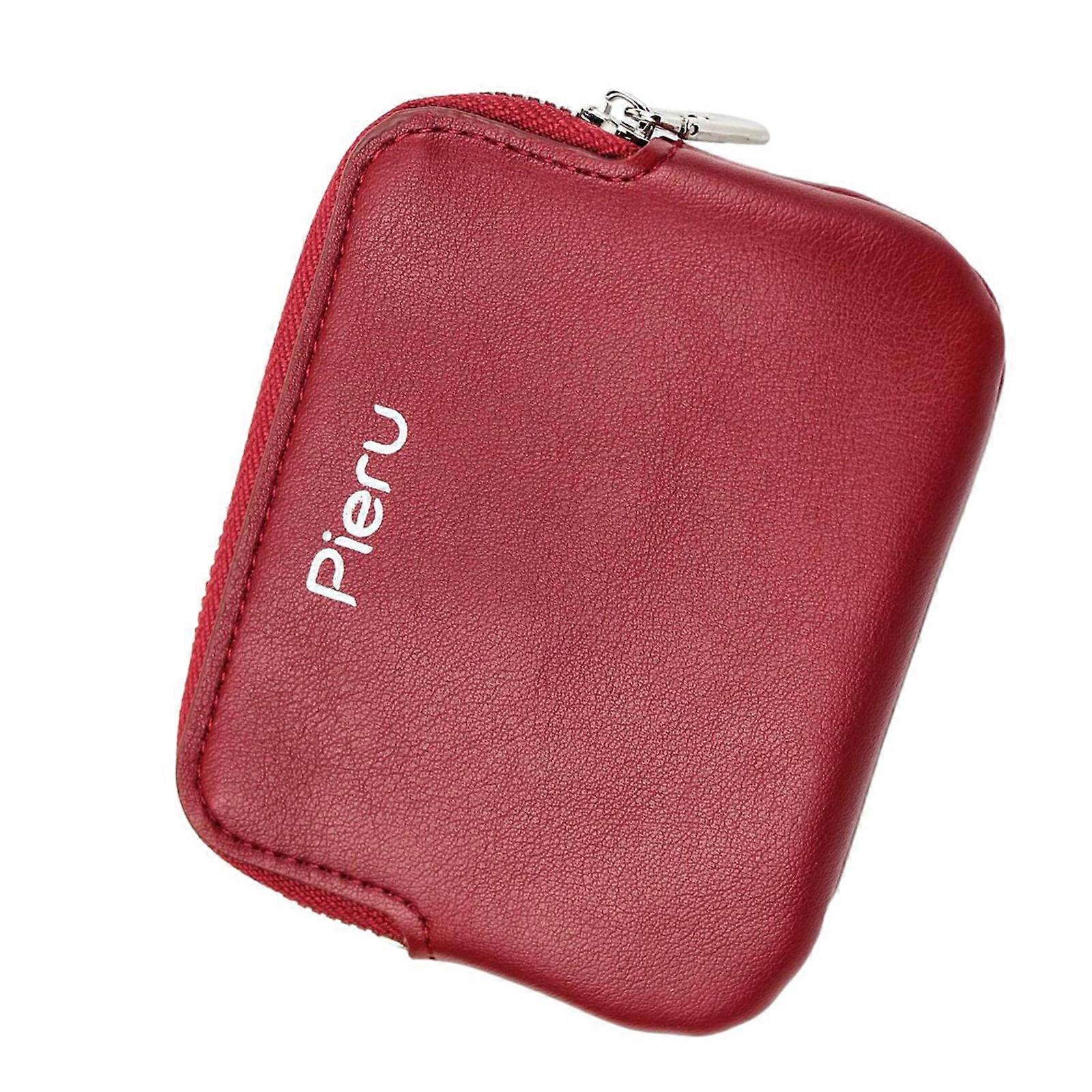 بو الجلود البنك حامل بطاقة الائتمان حقيبة مفتاح بلون خالص حامل بطاقة محفظة بطاقة الجيب محفظة متعددة فتحات نقدية للنساء بورجوندي