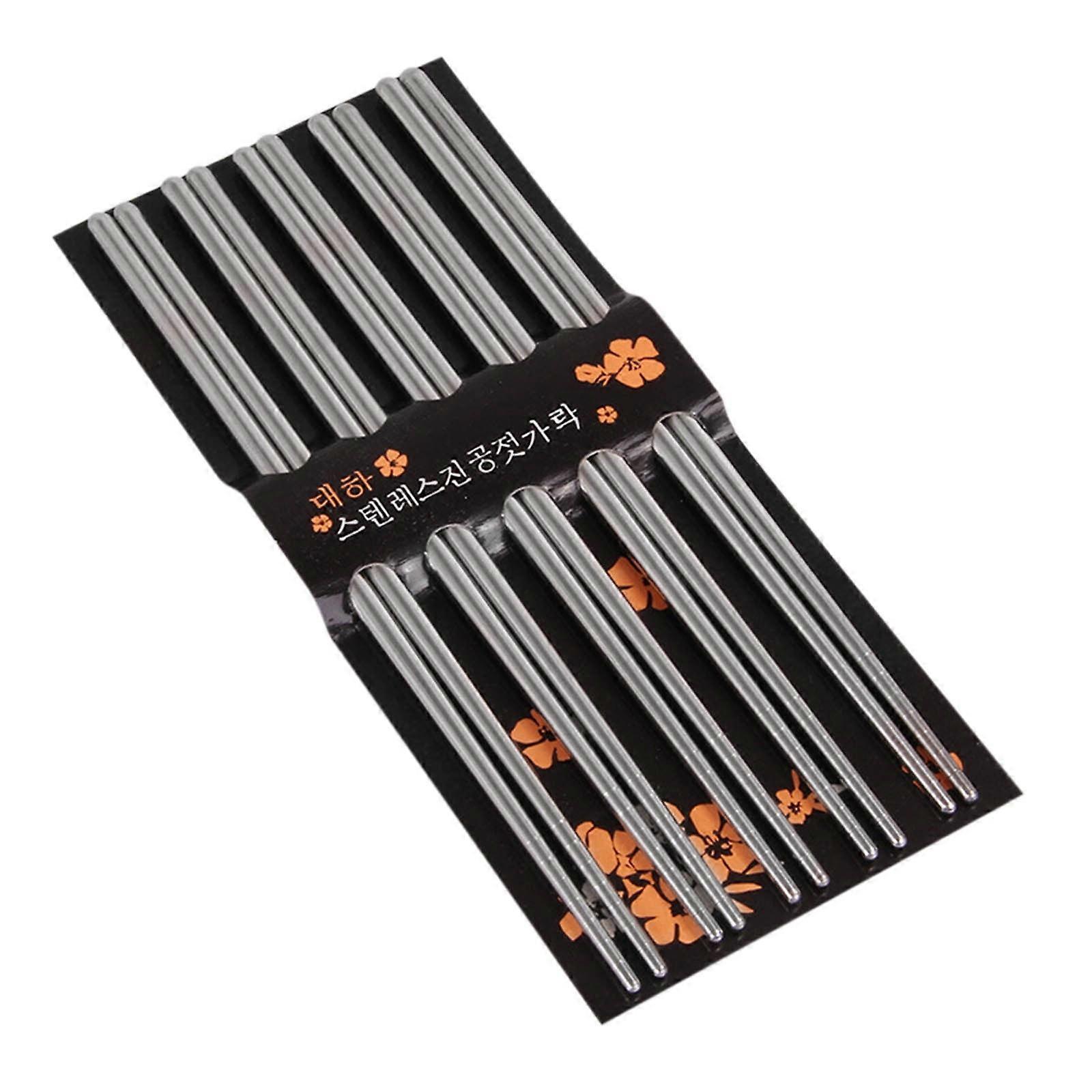 Spisepinner 5 par metall gjenbrukbare koreanske kinesiske rustfritt stål hoggepinner