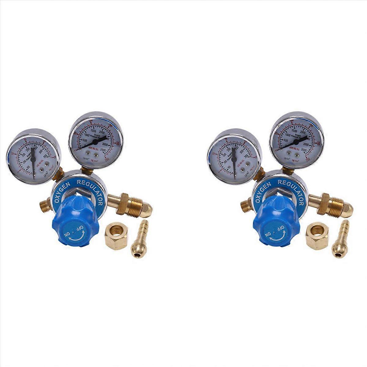 2X Oxygen Gas Bottle Regulators O2 Reducing Pressure Inhaler Double Gauge Regulator Oxygen Tank Regu