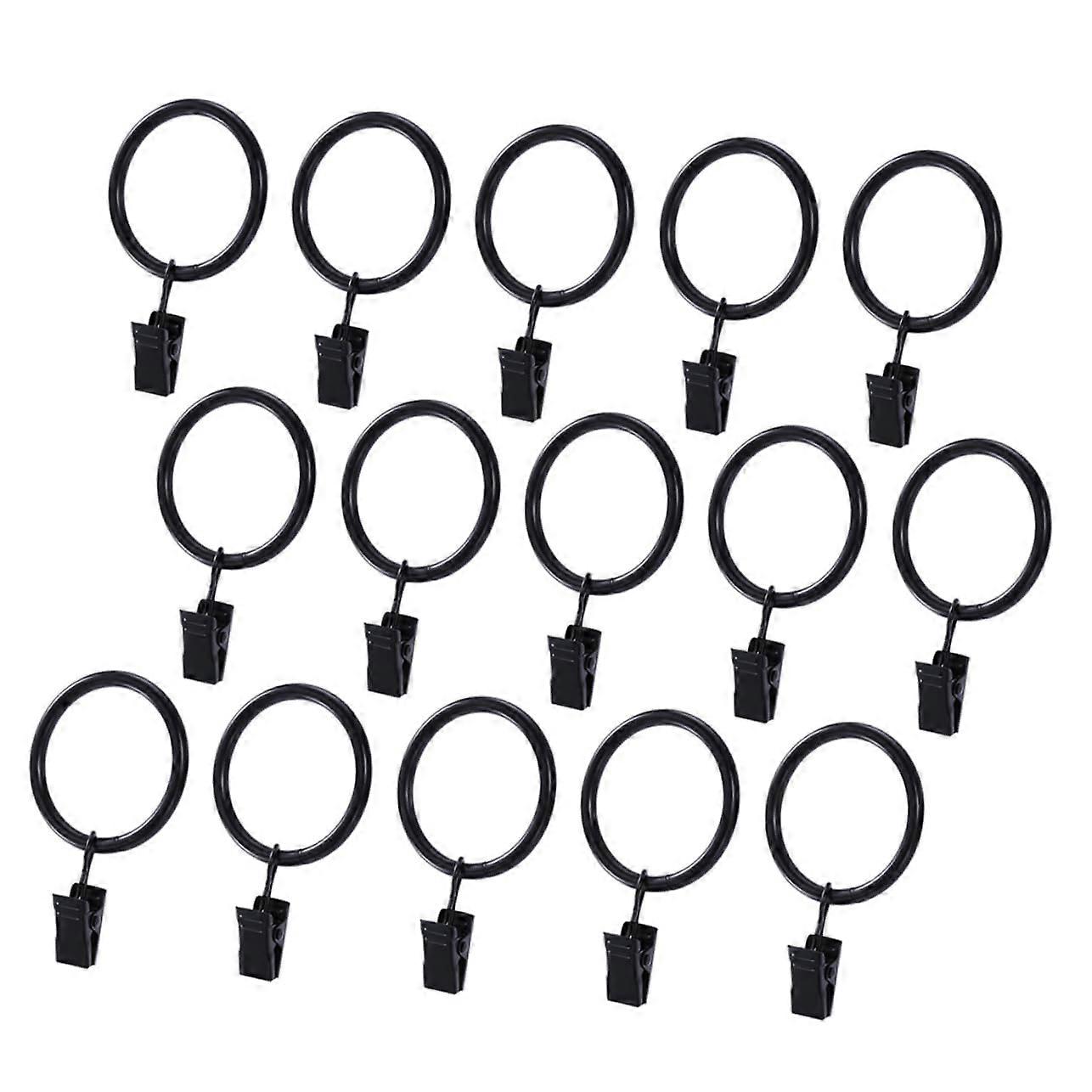 40Pcs Black Curtain Rings with Clips Rustproof Drapery Hooks for Bedroom Shower and Home Use