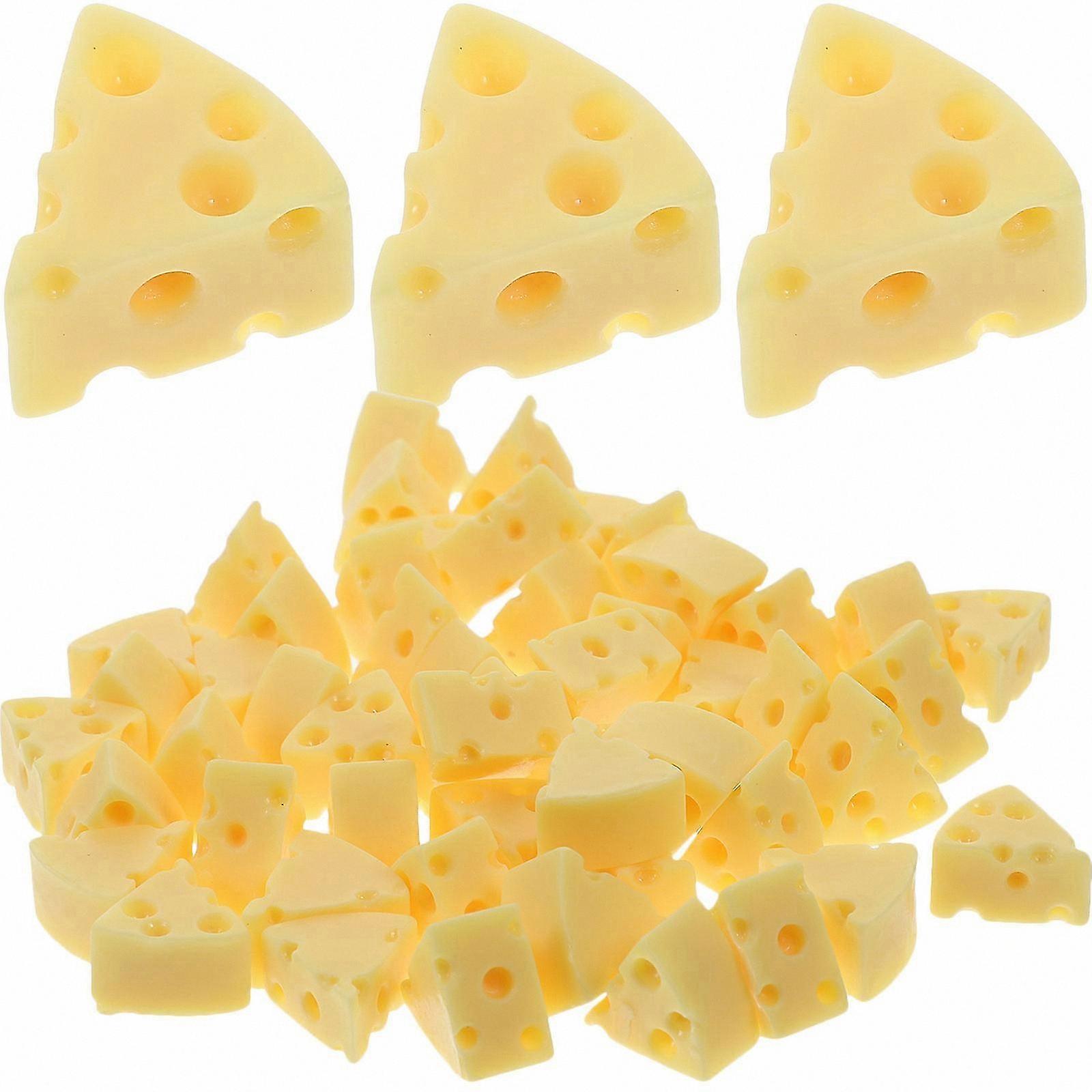 Miniature Cheese Set for Kitchen Display, Realistic Resin Decor, Classical Style, 50 Pieces, 1.8x1.8x1.0cm Each