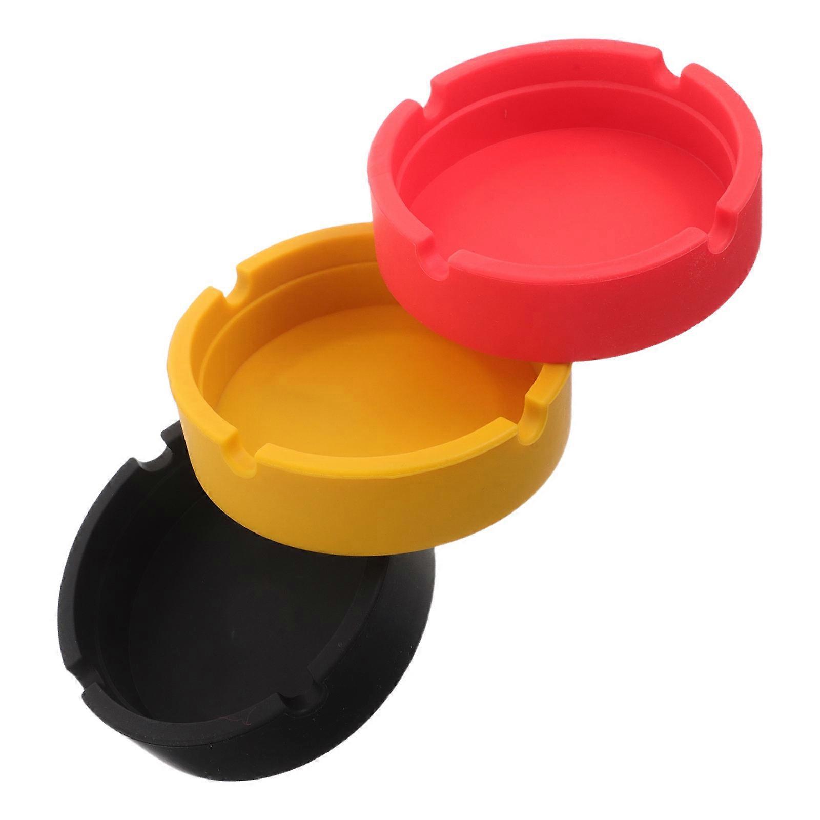 Assorted Color Silicone Ashtray for Ash Holding Small Round 3Pcs Set