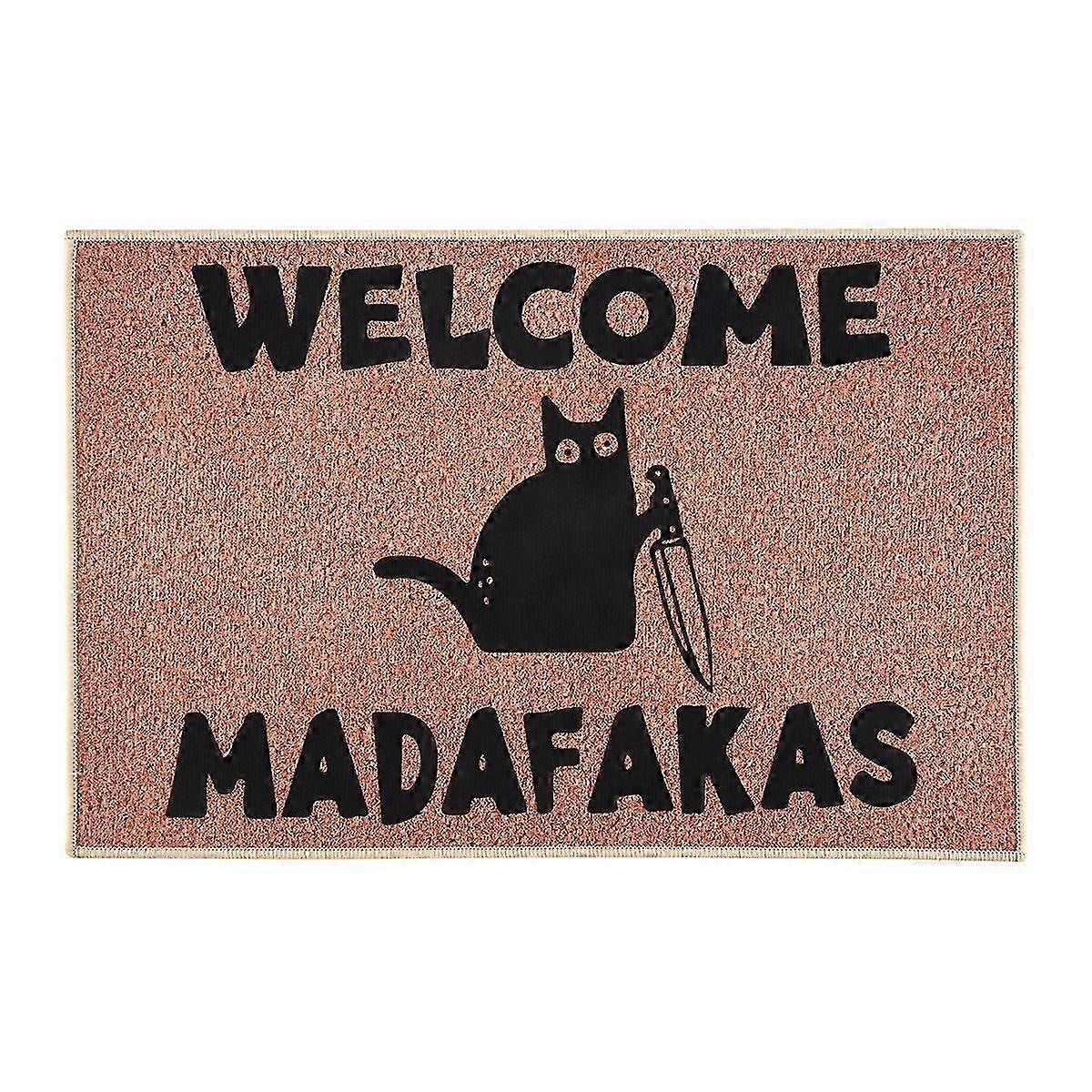Funny Dark Cat Welcome Doormat with Full Print for Home Entrance