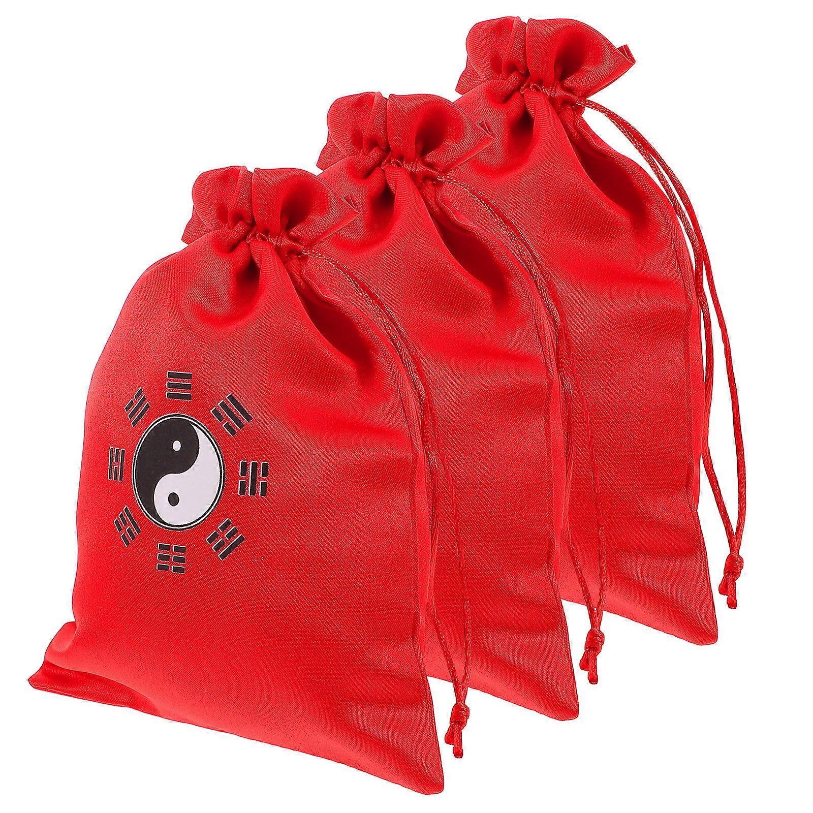 Jumping Rope Drawstring Bag for Storage 3Pcs Red Small Cloth Bags