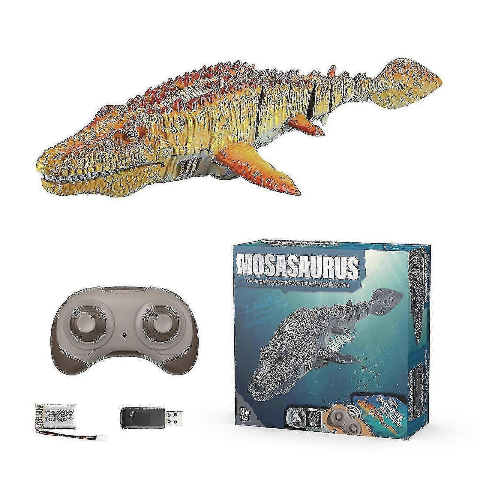 Sofirn New,remote Control Mosasaurus Water Pool Toys For Kids, 2x500mah Rc Boat Dinosaur 1:18 High Simulation Scale Dino, With Light & Spray Wate w