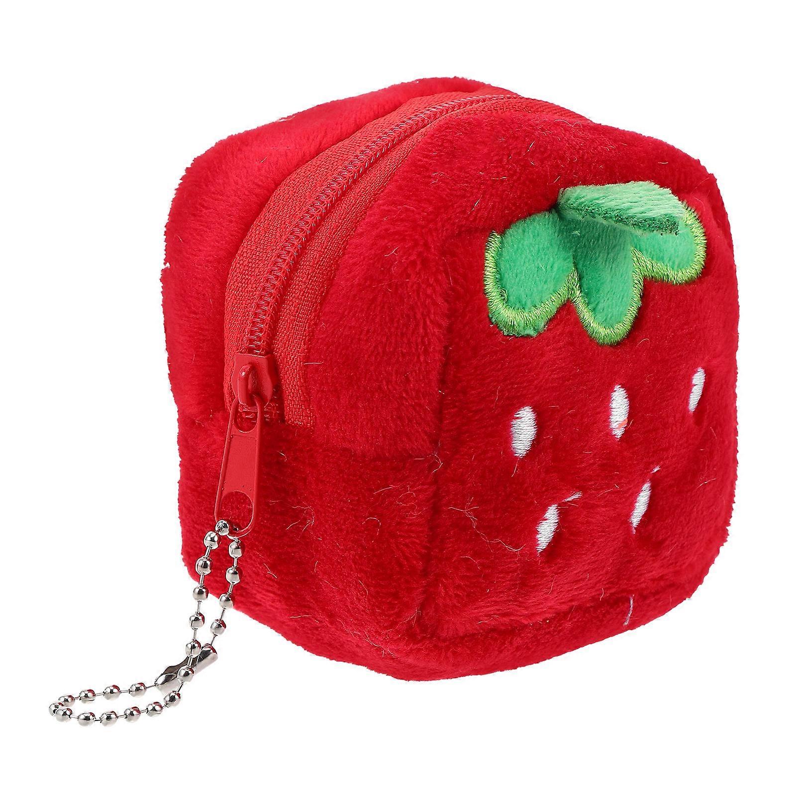 Strawberry Plush Coin Pouch Cute Wallet for Storage 1 Piece with Charm