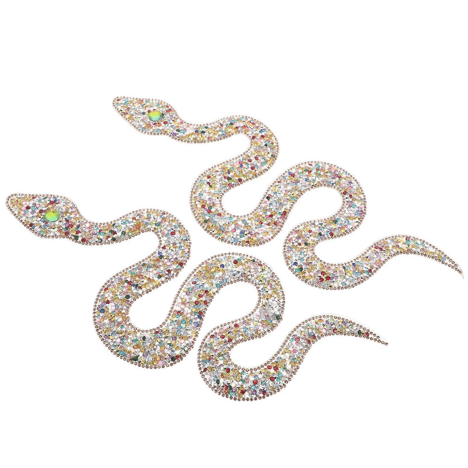 Rhinestone Iron on Snake Patch for Clothing 2Pcs Decorative Embellishments