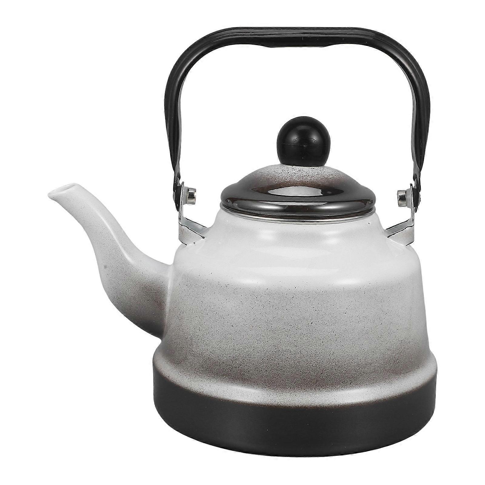 Ancient Clock Enamel Kettle for Stovetop Boiling 1.7L with Steel Handle