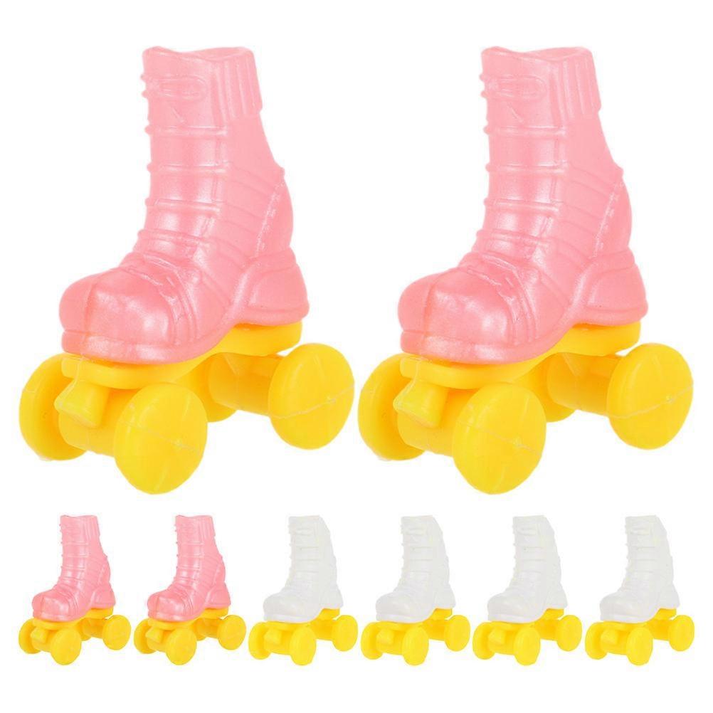 Plastic Doll Roller Skates for Playing Use in Assorted Color 4Pairs