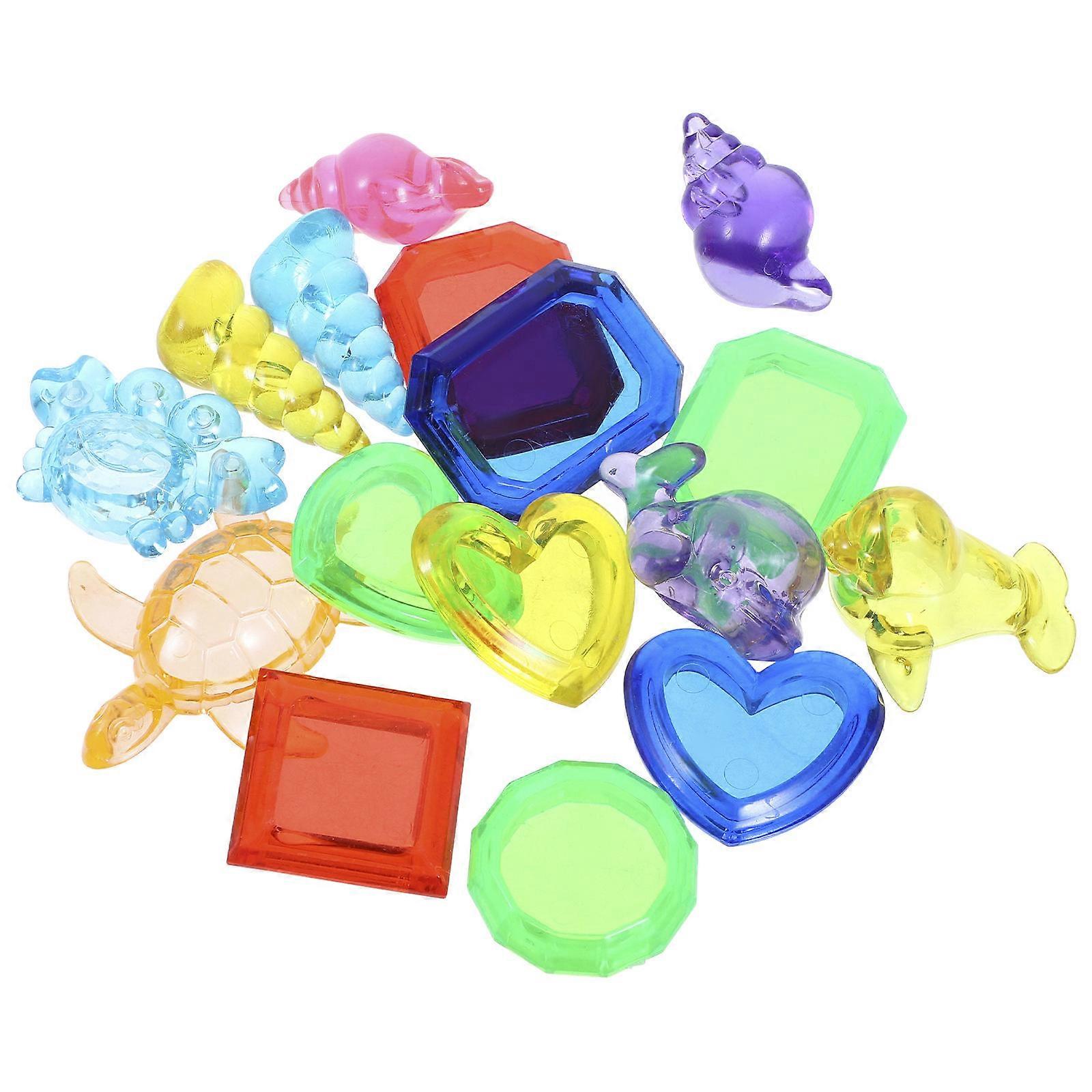 16PCS Pool Diving Gemstone Decorations Smooth Simulation Animal Toys