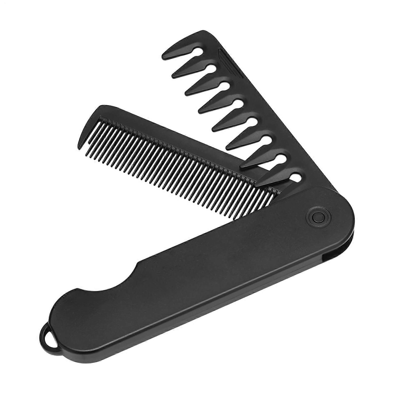 Folding Hair Comb with Wide and Fine Teeth, AntiStatic Pocket Comb for Men Travel and Beard